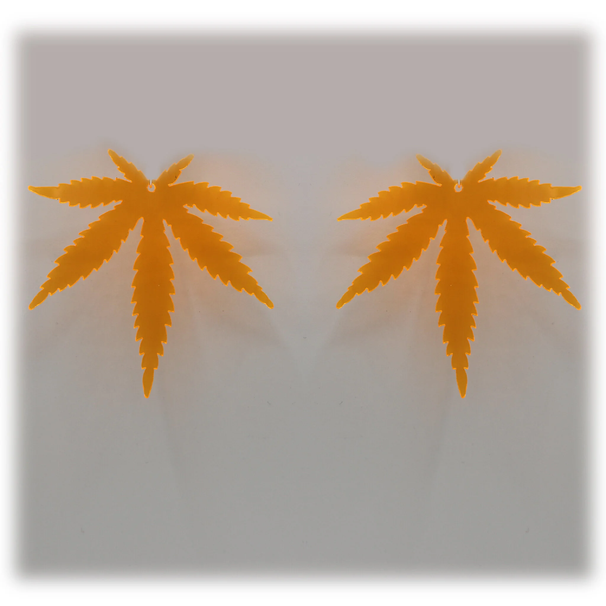 Neon Acrylic Earring -Indica Silhouette - Large - Neon Orange