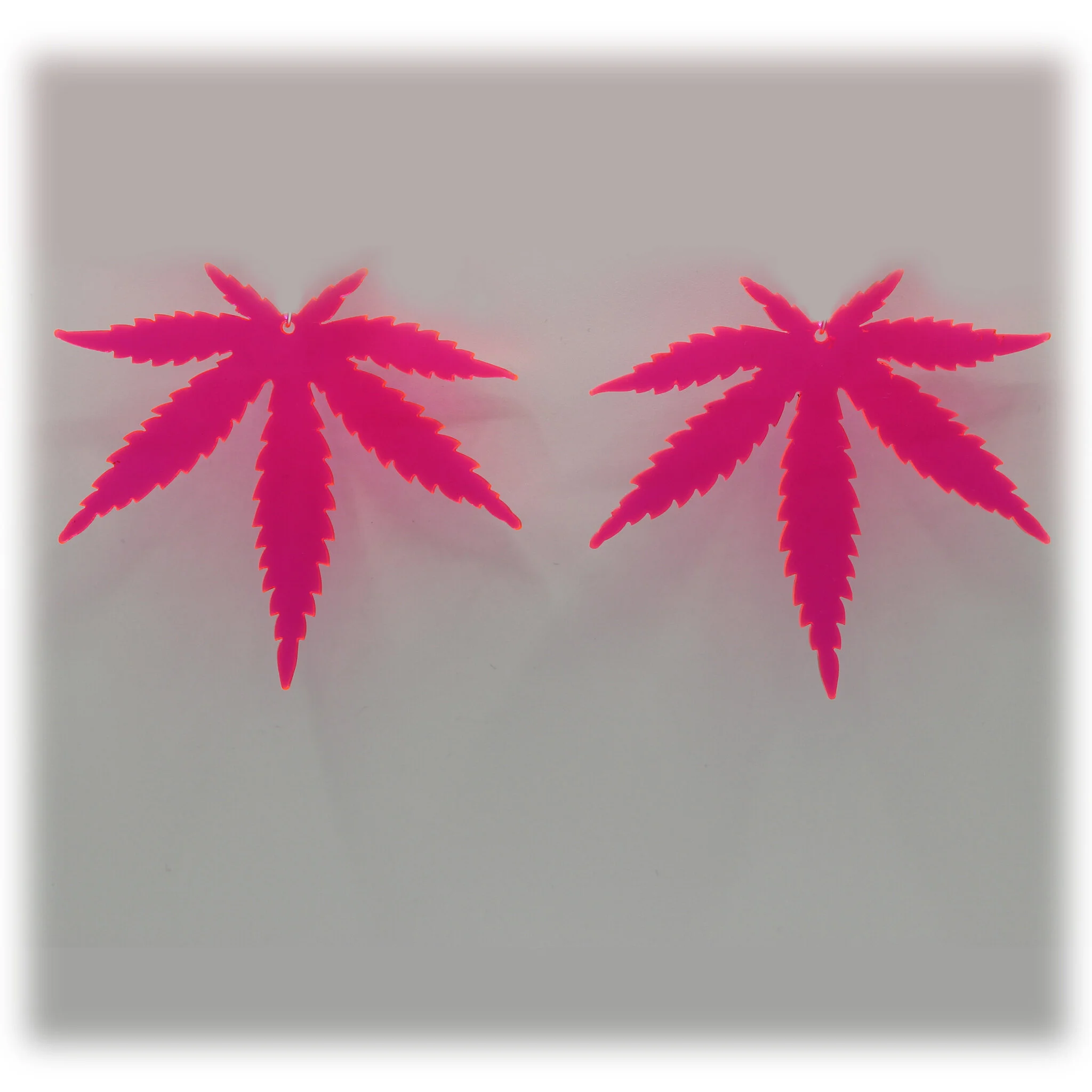 Neon Acrylic Earring -Indica Silhouette - Large - Neon Pink