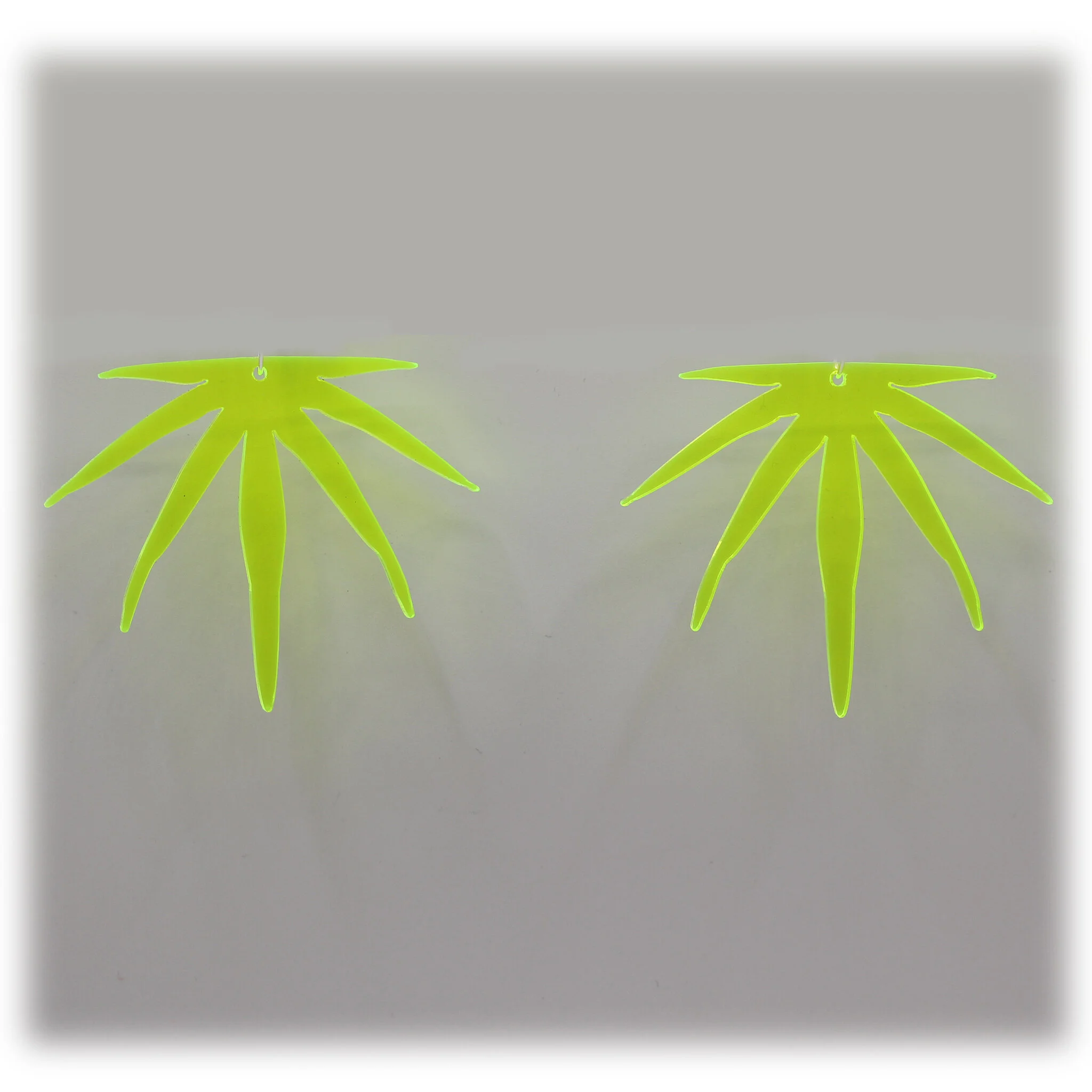 Neon Acrylic Earring - Sativa Silhouette - Small - Neon Yellow