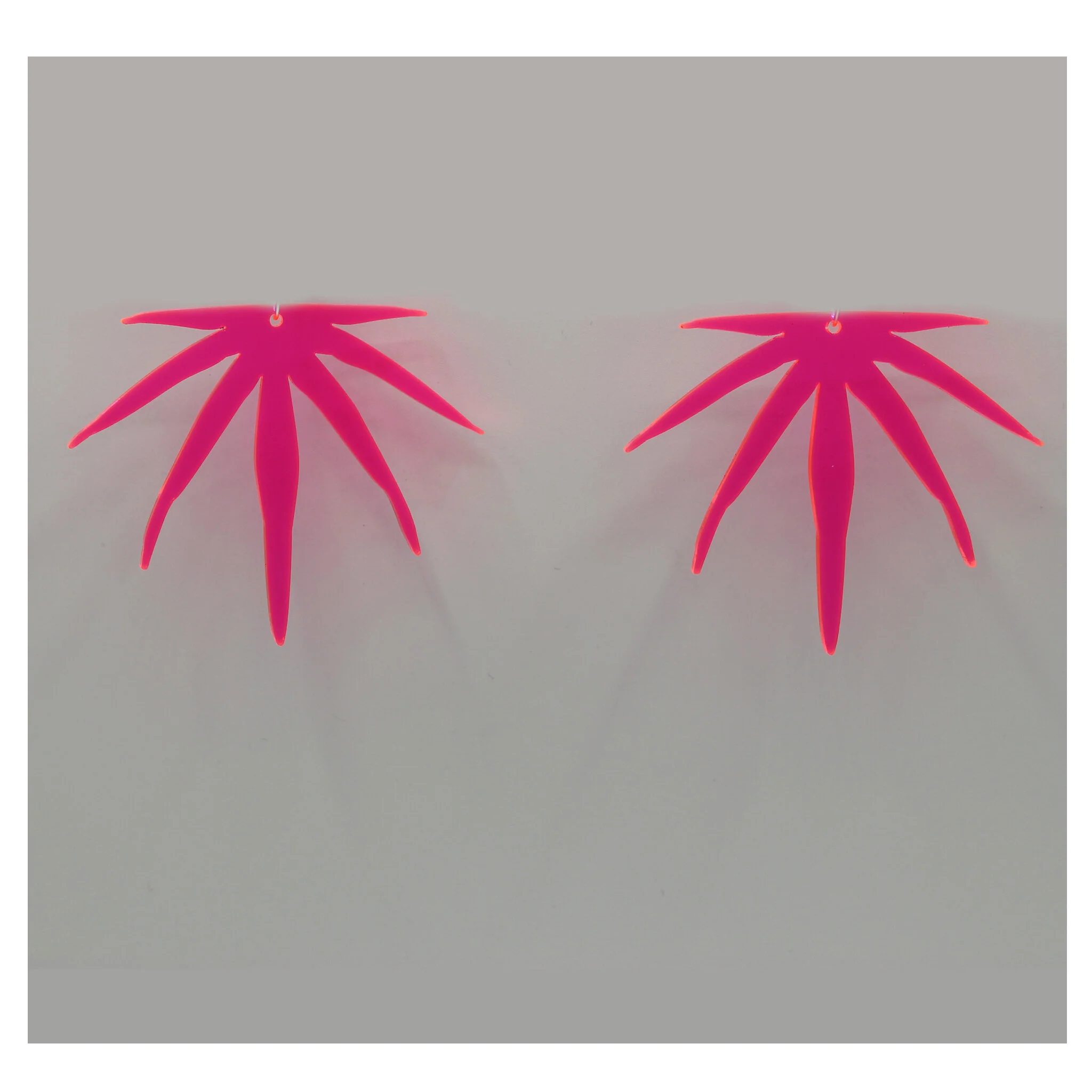 Neon Acrylic Earring - Sativa Silhouette - Small - Neon Pink