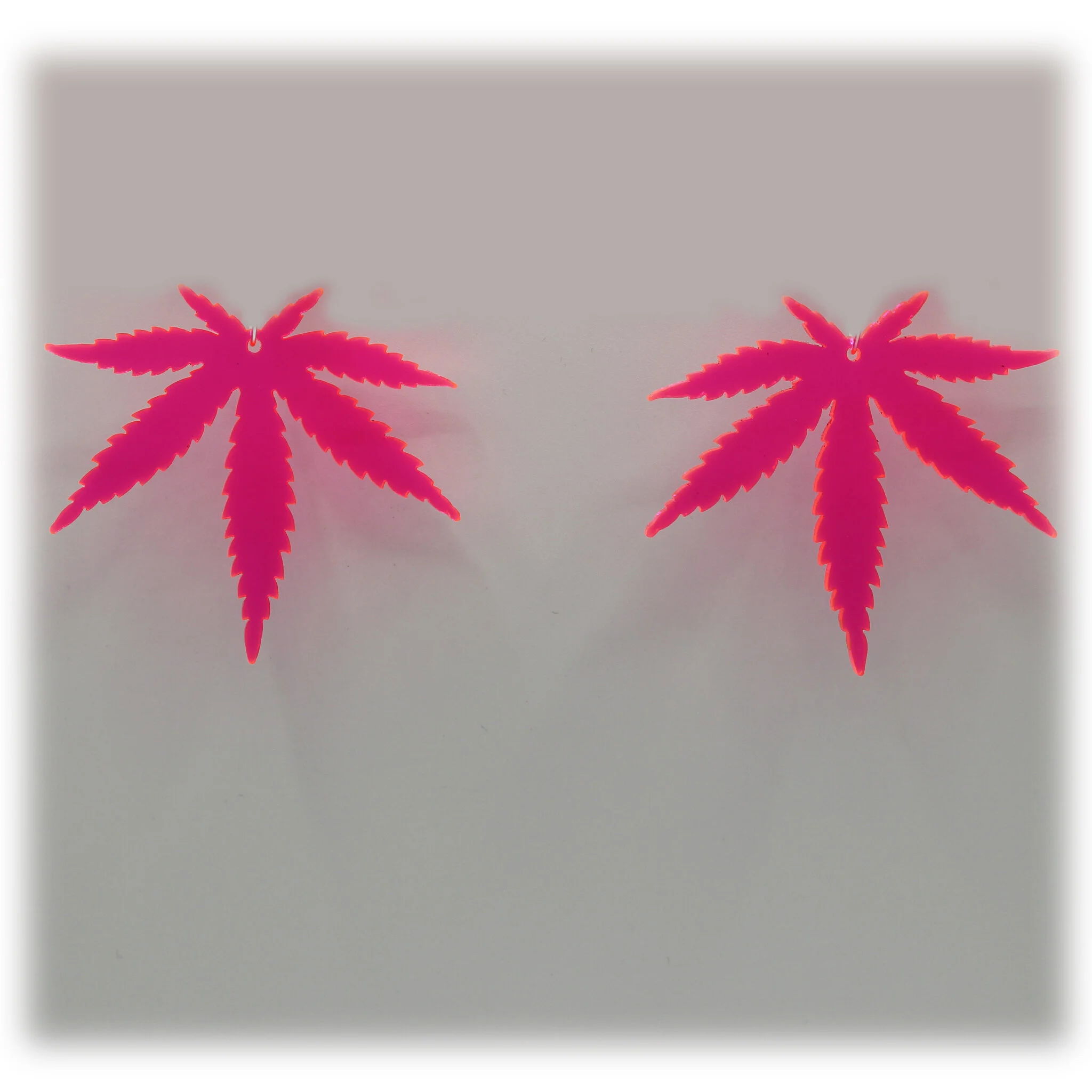 Neon Acrylic Earring - Indica Silhouette - Small - Neon Pink