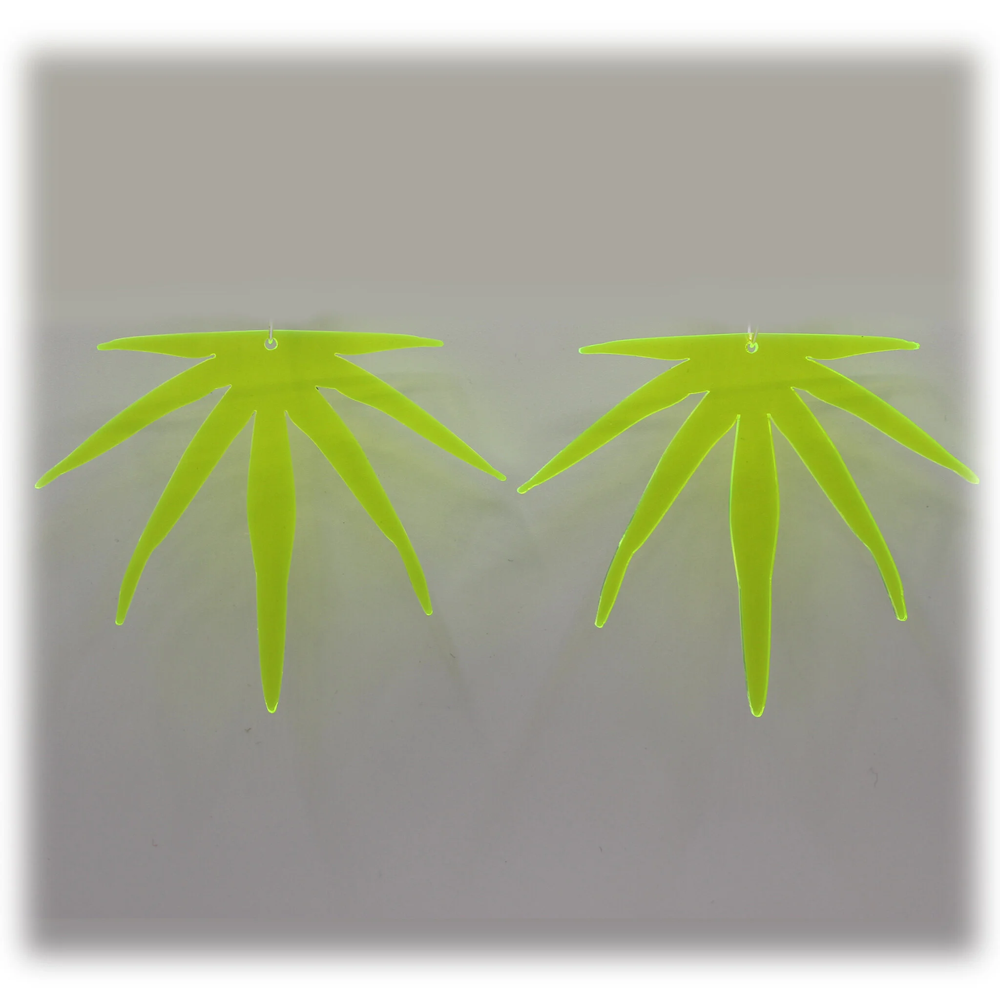 Neon Acrylic Earring - Sativa Silhouette - Large - Neon Yellow