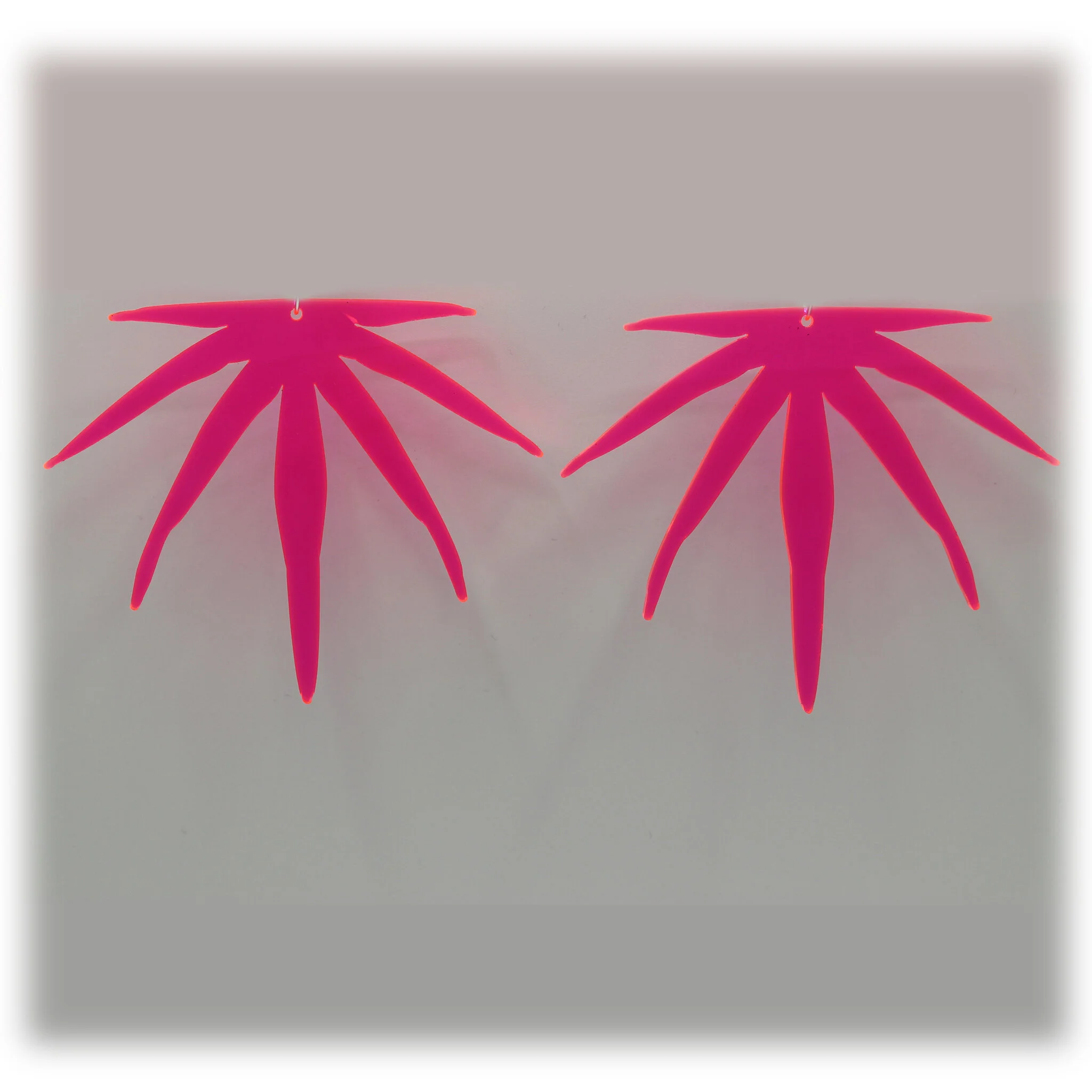 Neon Acrylic Earring - Sativa Silhouette - Large - Neon Pink