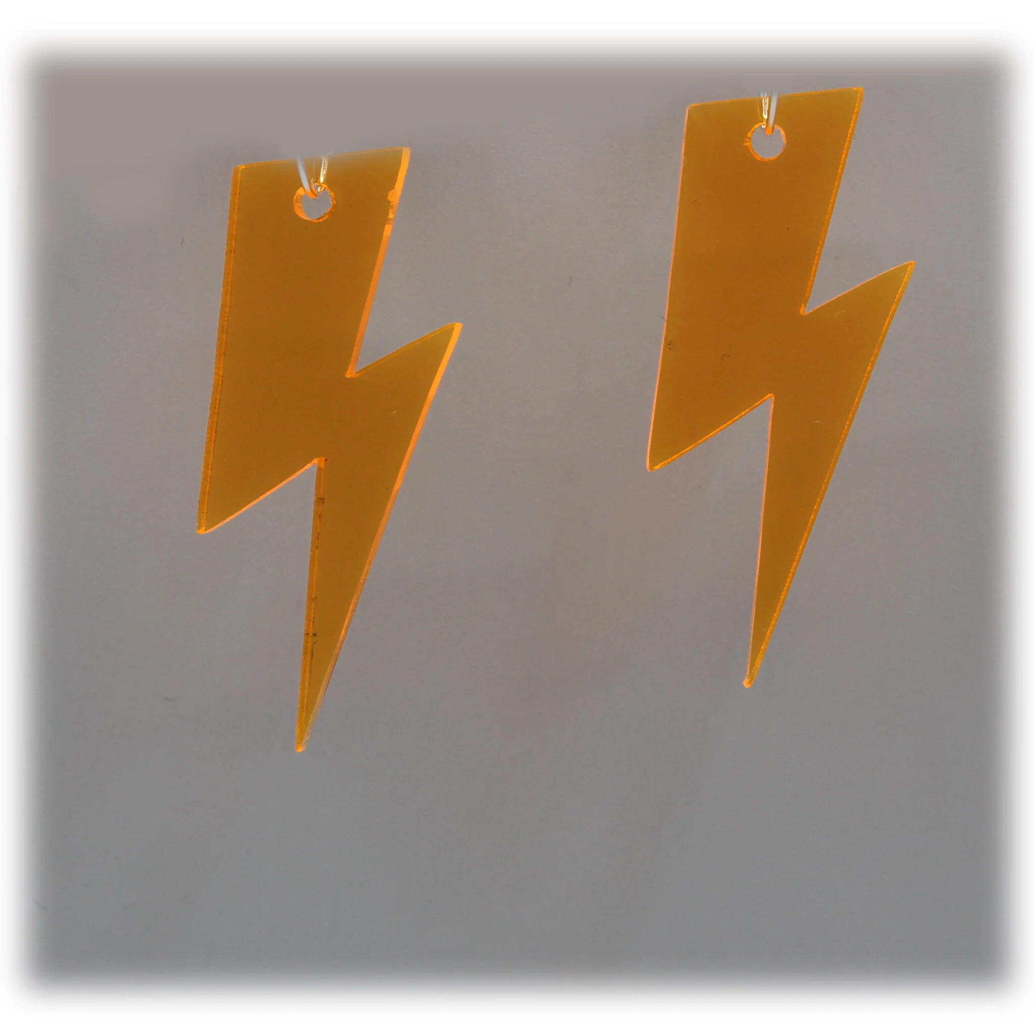 Neon Acrylic Earring -Bolt - Small - Neon Orange (Copy)