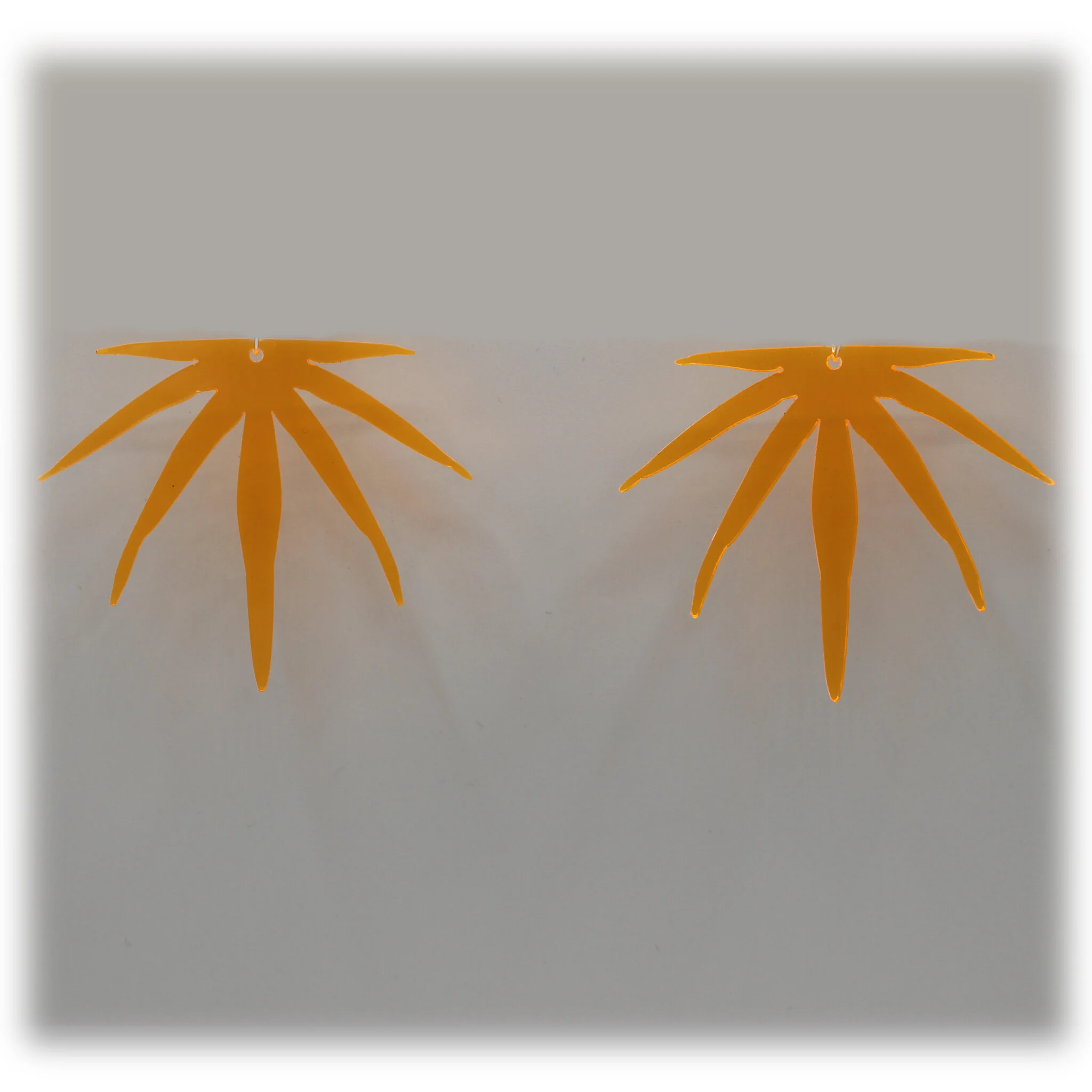 Neon Acrylic Earring - Sativa Silhouette - Large - Neon Orange