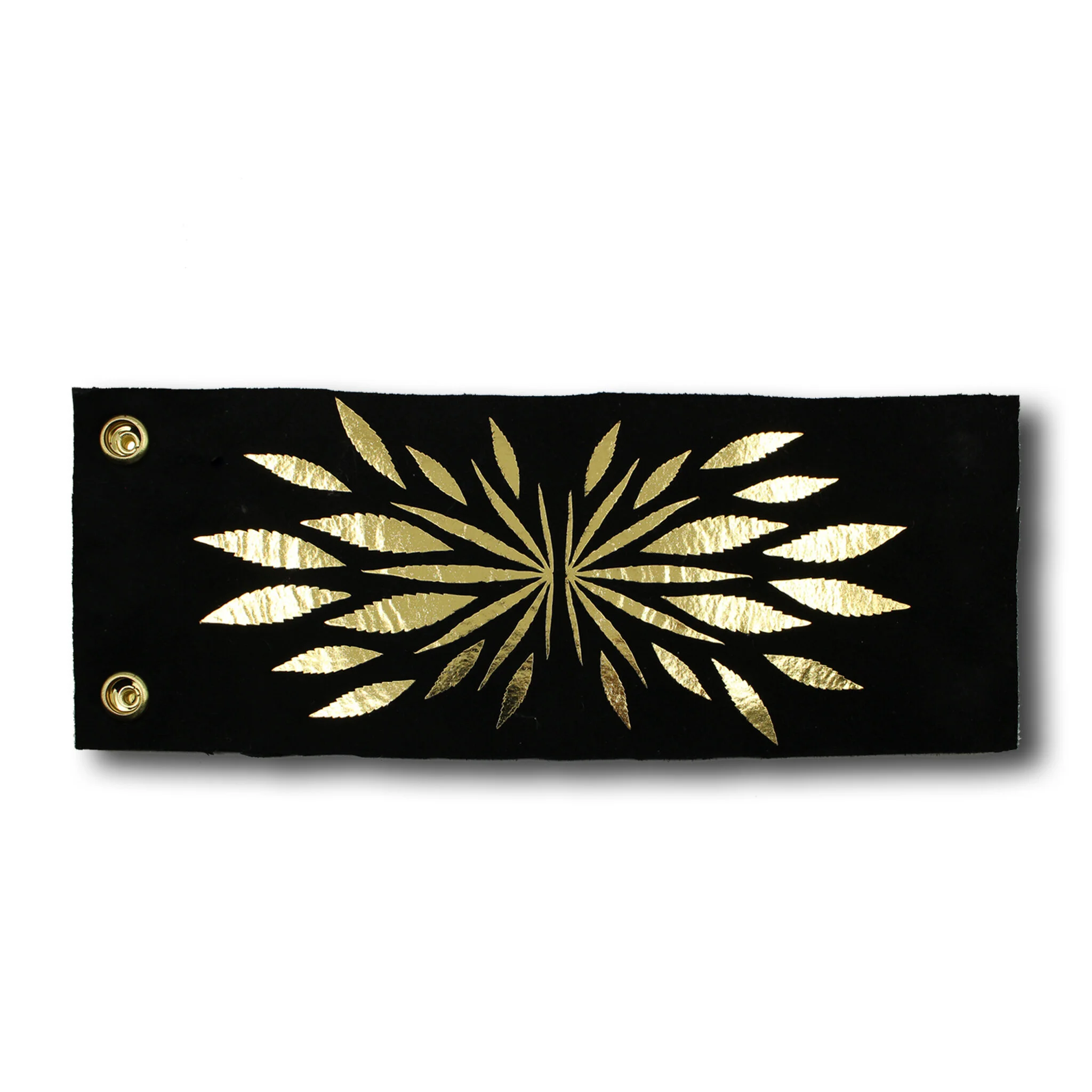 Copy of Basic Cuff - Wide - Black Suede &amp; Gold - Sativa Starburst