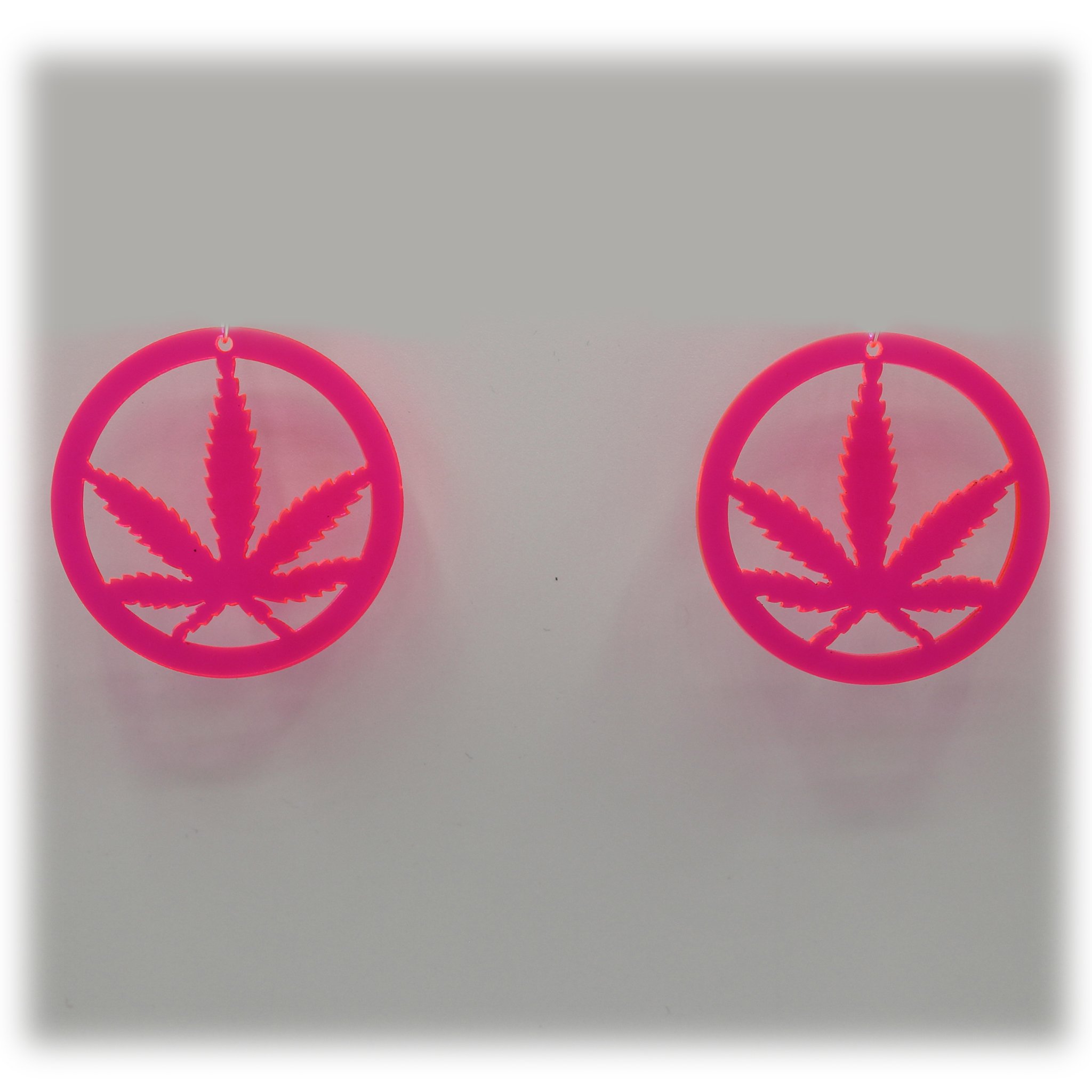 Neon Acrylic Earring- Weed Warrior Indica- Small