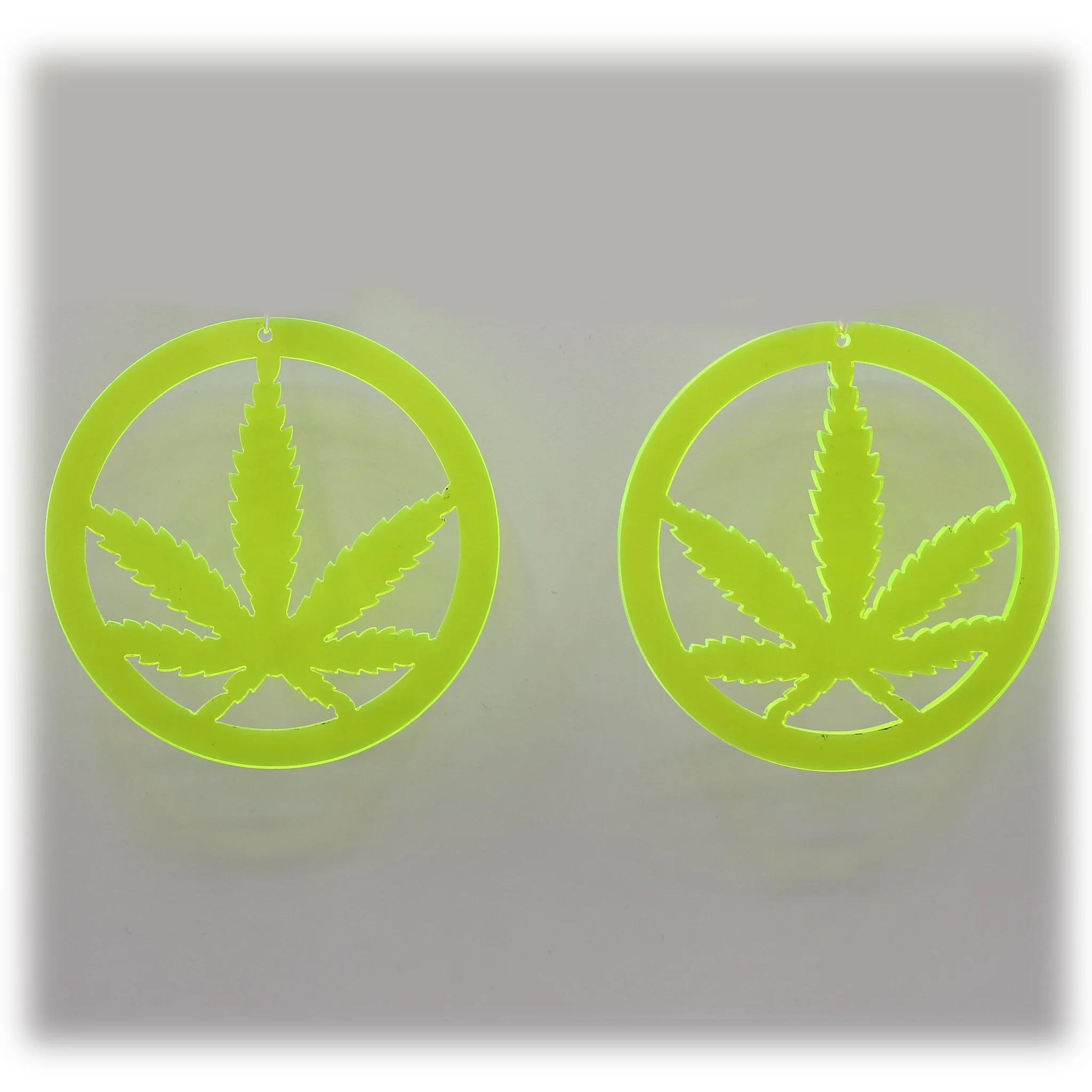 Neon Acrylic Earring - Weed Warrior Indica - Large