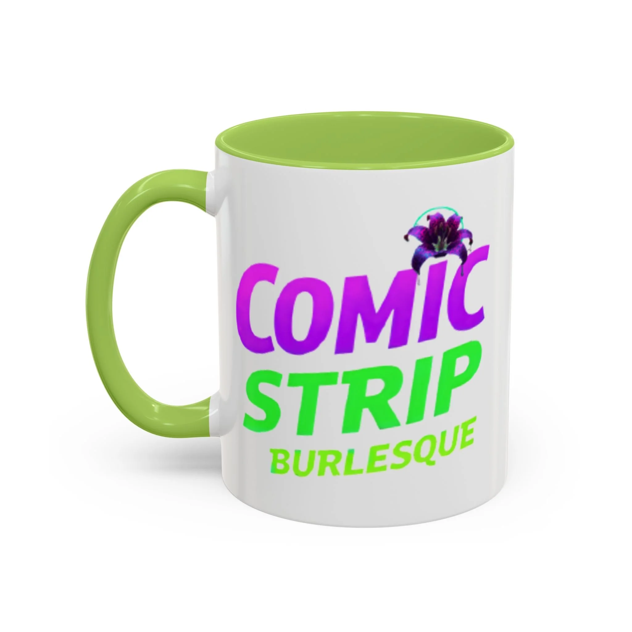 Comic Strip Burlesque Accent Coffee Mug — Retro Neon Graphic Tea Cup