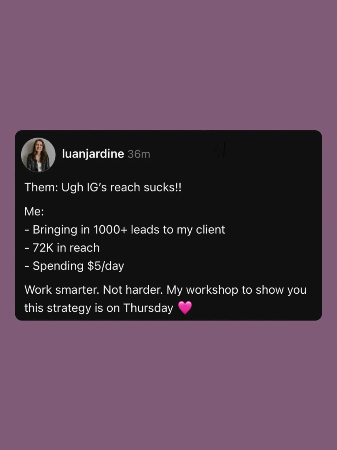 One good ad can:
✨ grow your email list
✨ land clients
✨ sell offers
✨ fill a webinar
✨ pay for itself over and over again

That&rsquo;s why learning Meta ads is such a valuable skill 💸

But most people never get far enough to use ads well because A