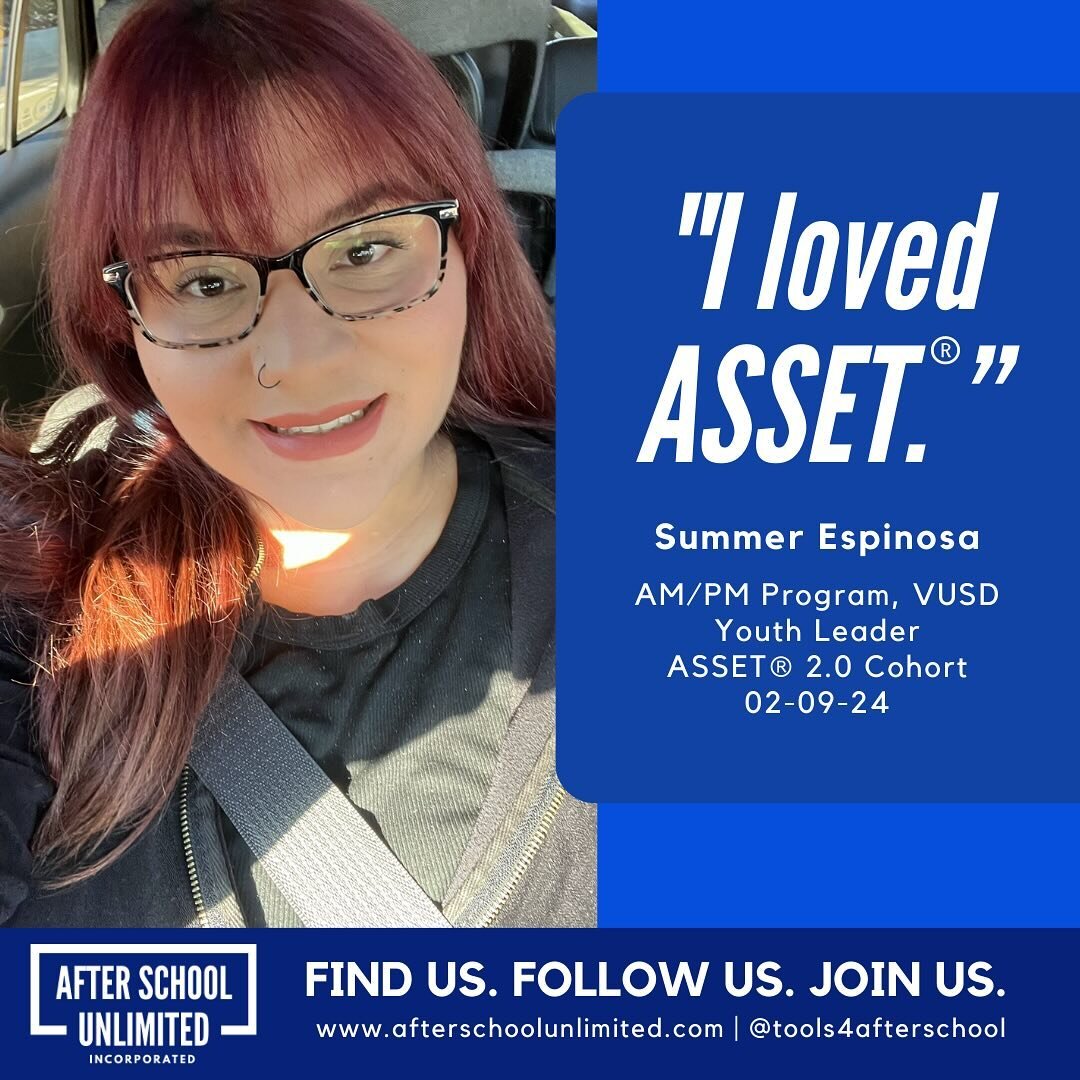 Vista Unified School District&rsquo;s AM/PM has great staff! And their great staff &rdquo;LOVED ASSET&reg;&ldquo;. Thanks Summer! We love your energy!
#theassetseries