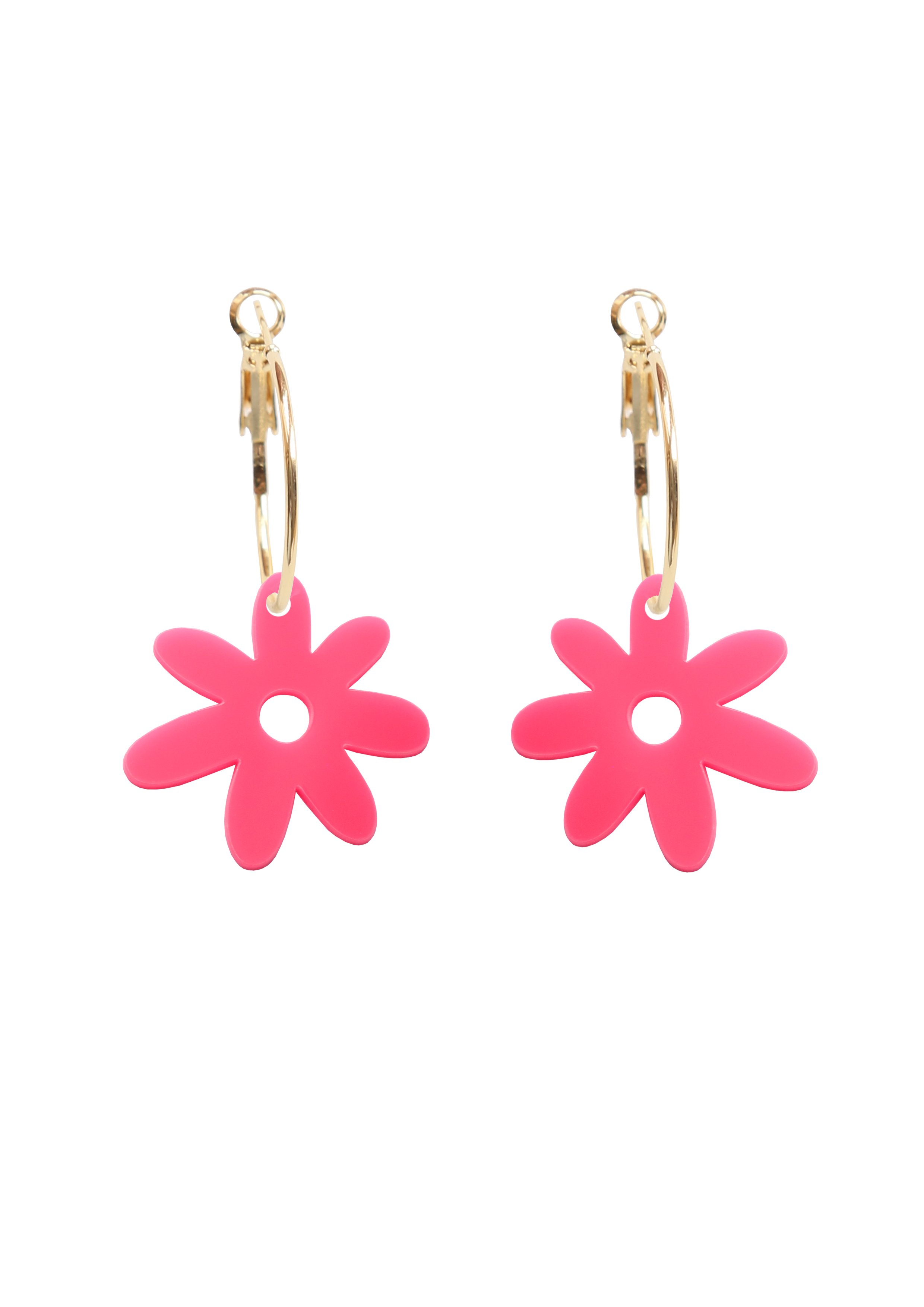 Kam Creates Flower power single Hoops - Brights - Pink.jpg