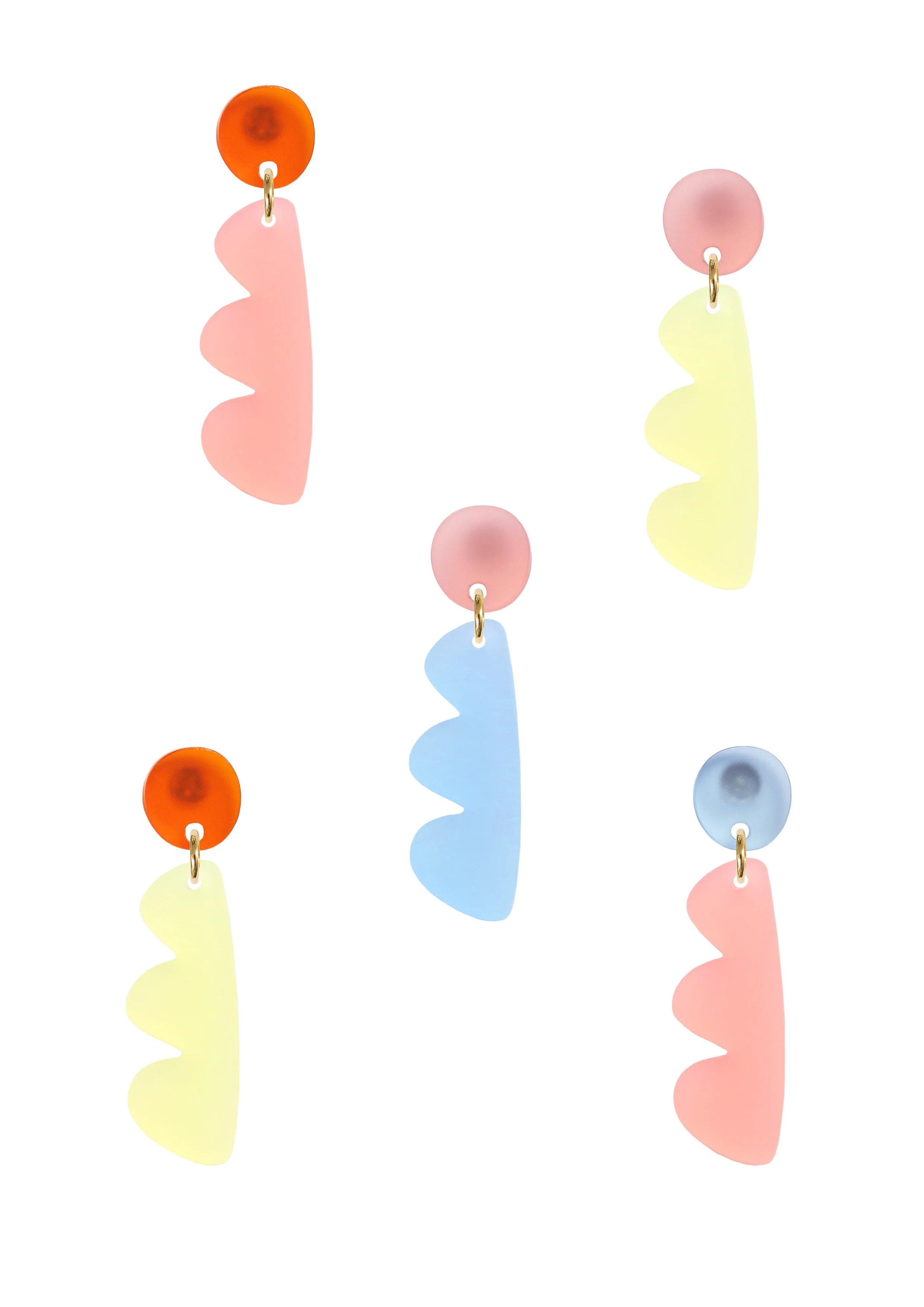 Wobbly Dangle Drop Studs - Frosted