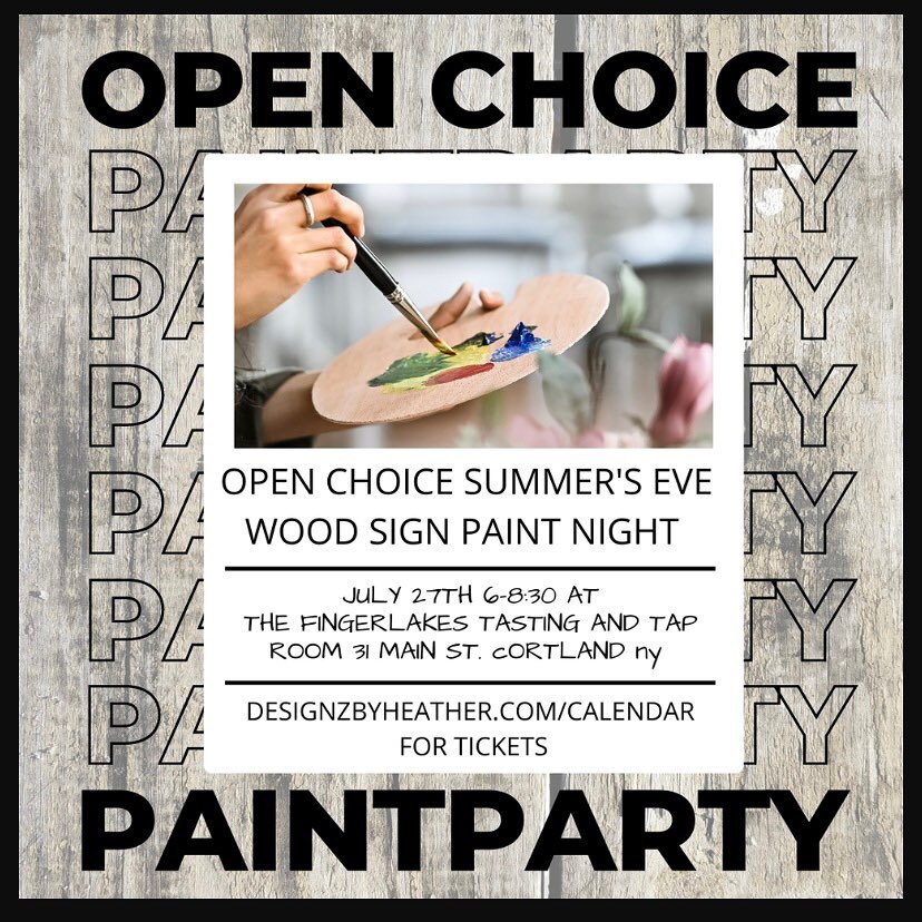 ✴️✴️ Last call to grab some tickets for Wednesday&rsquo;s pick your own project 🎨👩&zwj;🎨🖌paint night at the Finger Lakes Tasting &amp; Tap Room!! Grab a friend to come along.  1st beverage 🍷🍺🍹🍸🥃🥤🧉is on me!! Pssss&hellip;.. let me talk ya, 