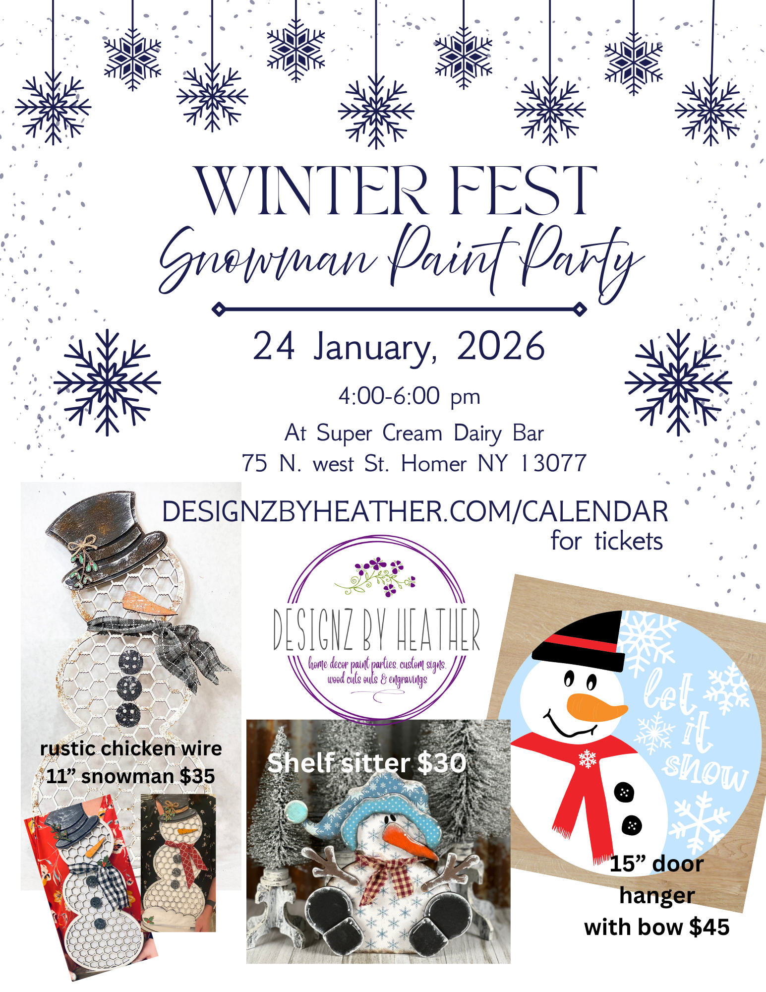 Winter Fest Snowman Paint Party at Super Cream 