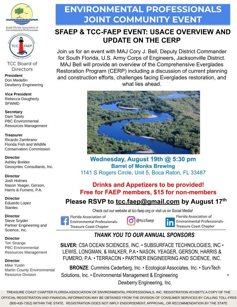 TCC &amp; SFAEP JOINT EVENT: UPDATE ON EVERGLADES RESTORATION