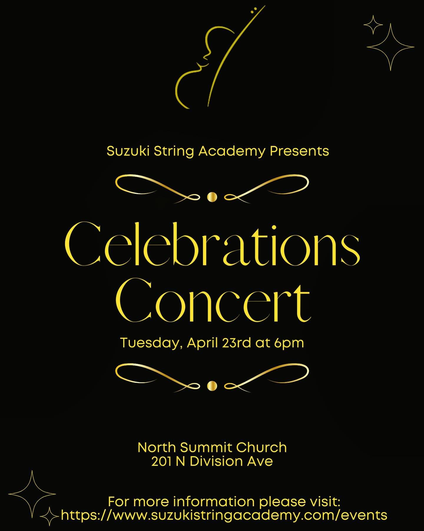 FREE Concert!
Suzuki Celebration Tuesday, April 23 6pm
North Summit Church 201 N Division Sandpoint 

#freeconcert #familyconcert #stringsconcert #strings #suzukistrings #sandpoint #sandpointidaho #sandpointliving #sandpointsbest