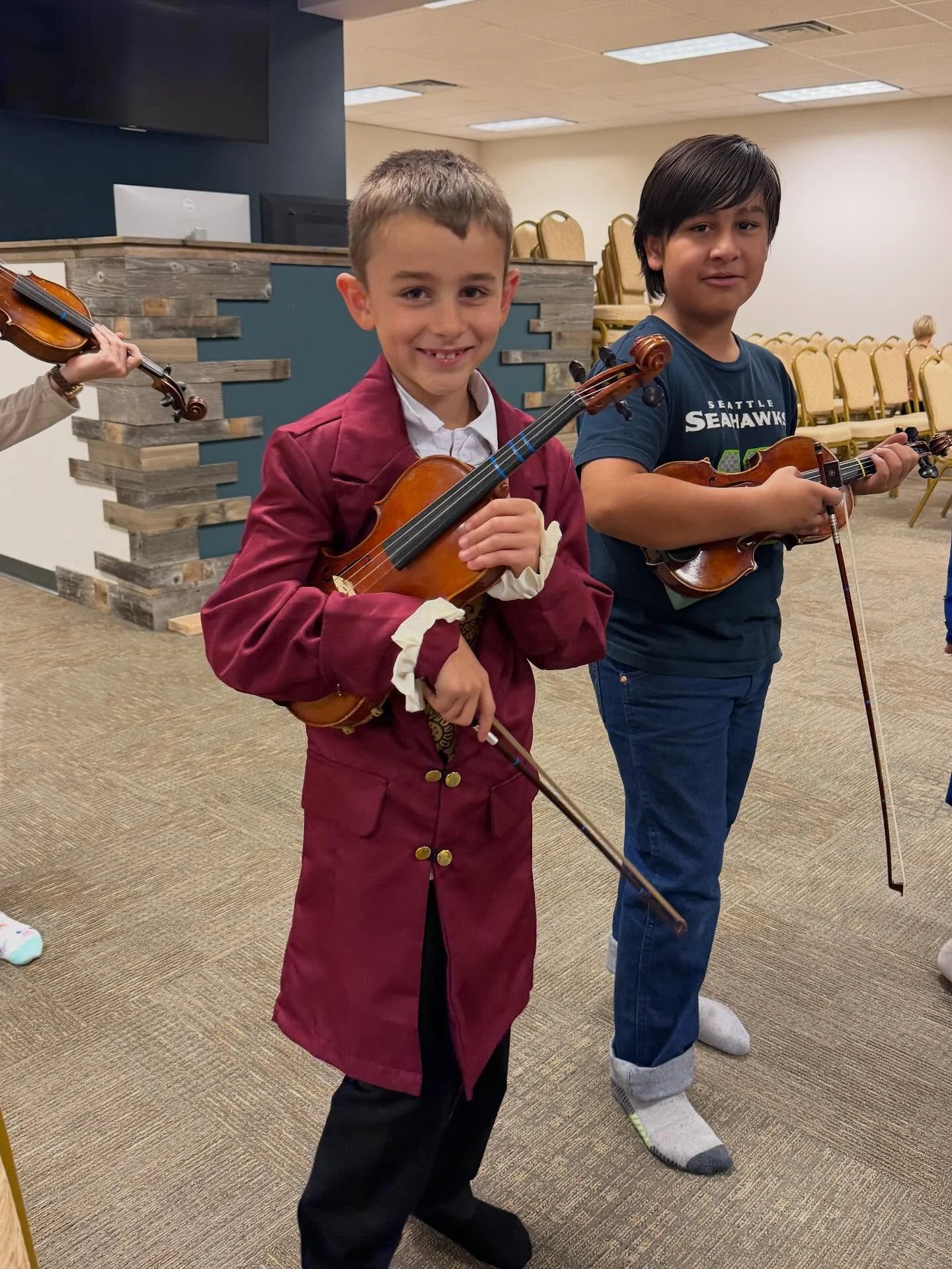 Such a fun Baroque costume day at group class. Can you find the composers? We have been learning about the Baroque period in music along with famous baroque and early classical composers. We taught the students a minuet dance which was an exciting wa