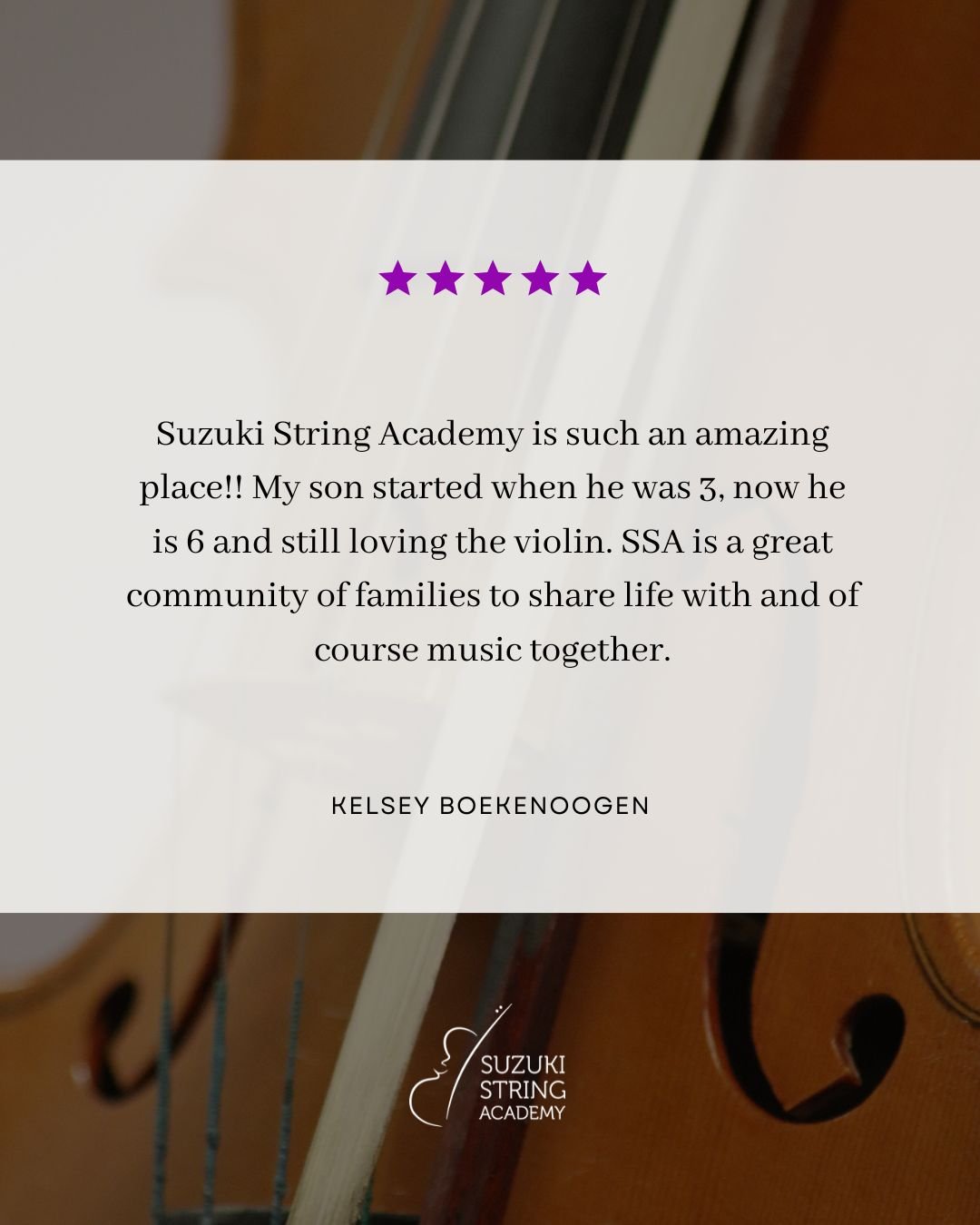 A lot of people are surprised when they find out kids can start violin this young.

But in the Suzuki Method, starting early allows music to become something children grow up with naturally over time. At the beginning, lessons are less about perfecti