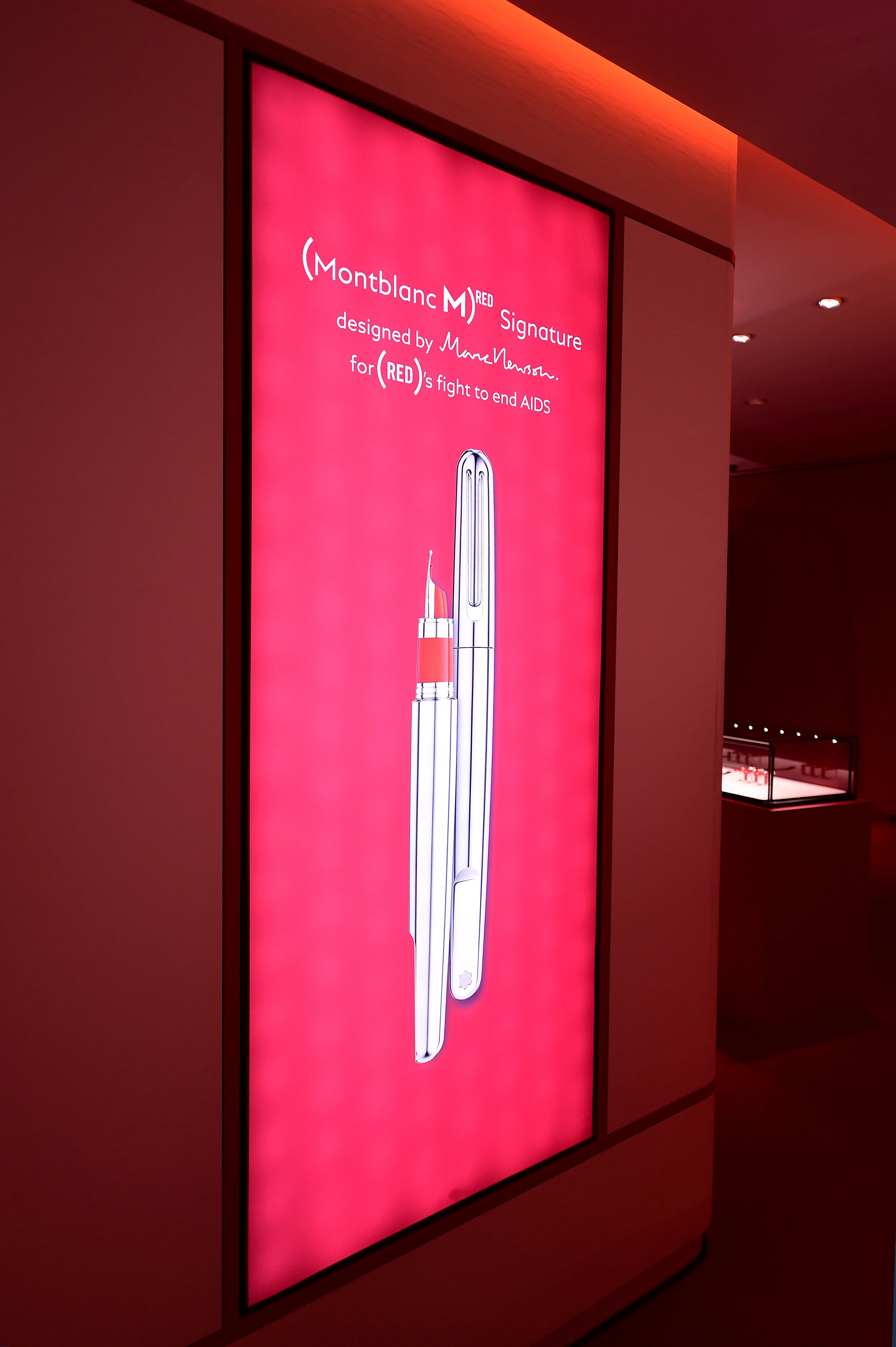  PARIS, FRANCE - OCTOBER 08: Interior of the boutique during the Montblanc: (Red)Launch event cocktail at the Boutique Champs-Elysees on October 08, 2019 in Paris, France. (Photo by Anthony Ghnassia/Getty Images For Montblanc) 