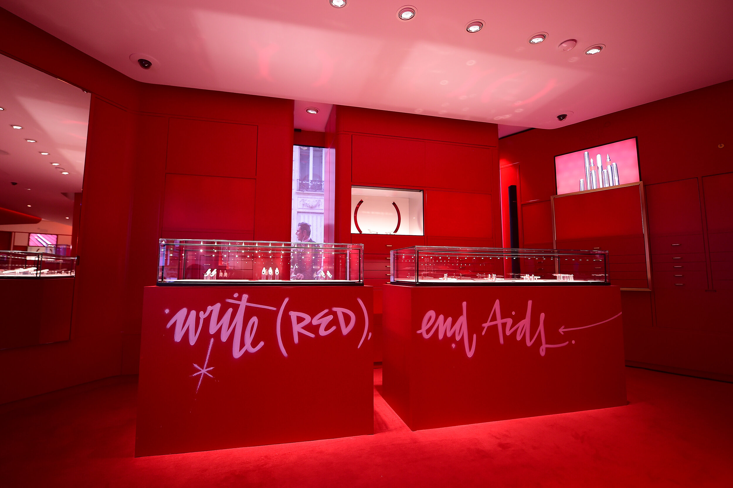  PARIS, FRANCE - OCTOBER 08: Interior of the boutique during the Montblanc: (Red)Launch event cocktail at the Boutique Champs-Elysees on October 08, 2019 in Paris, France. (Photo by Anthony Ghnassia/Getty Images For Montblanc) 