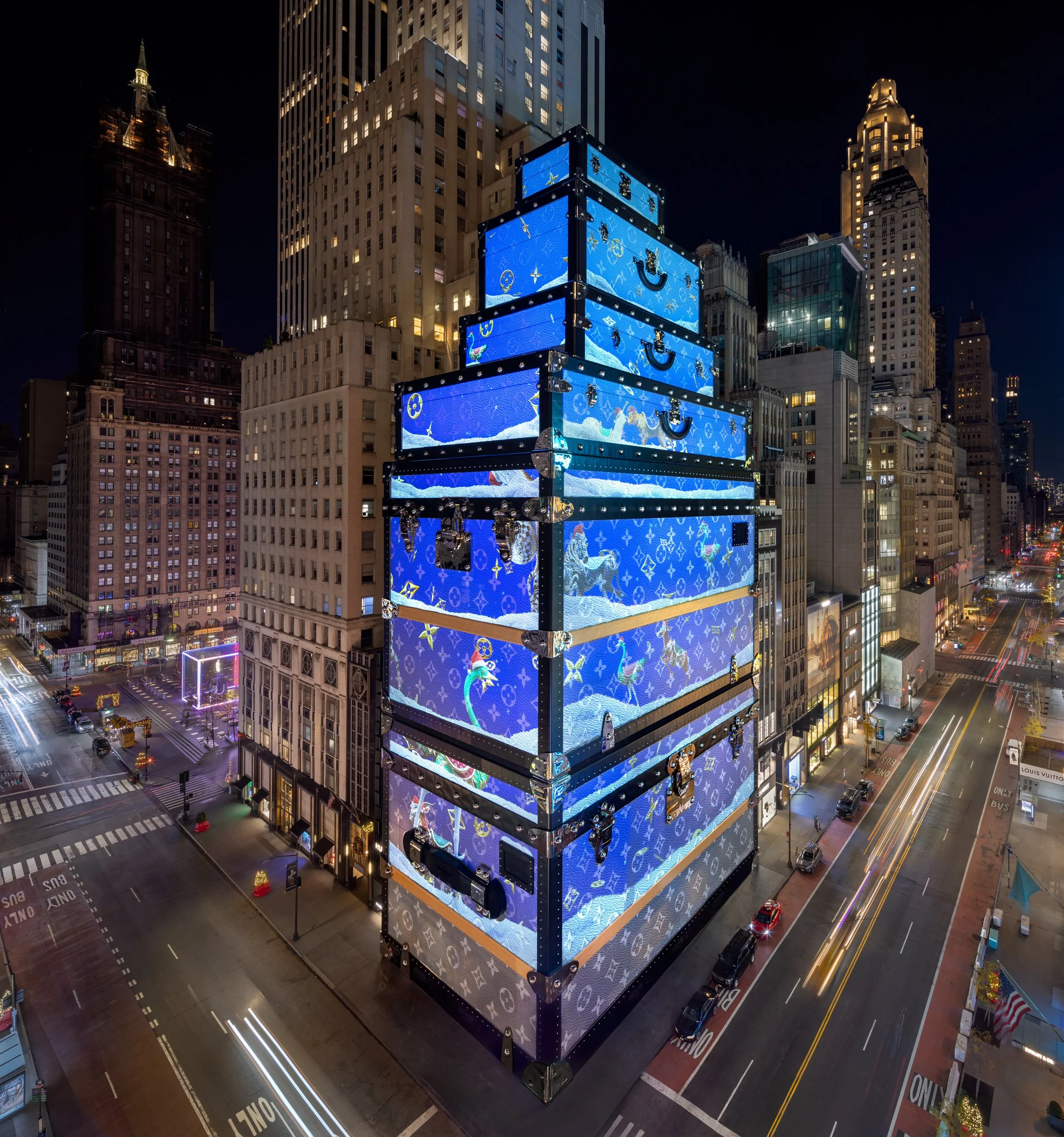 Louis Vuitton Presents 240-foot Holiday Animation on 5th Avenue