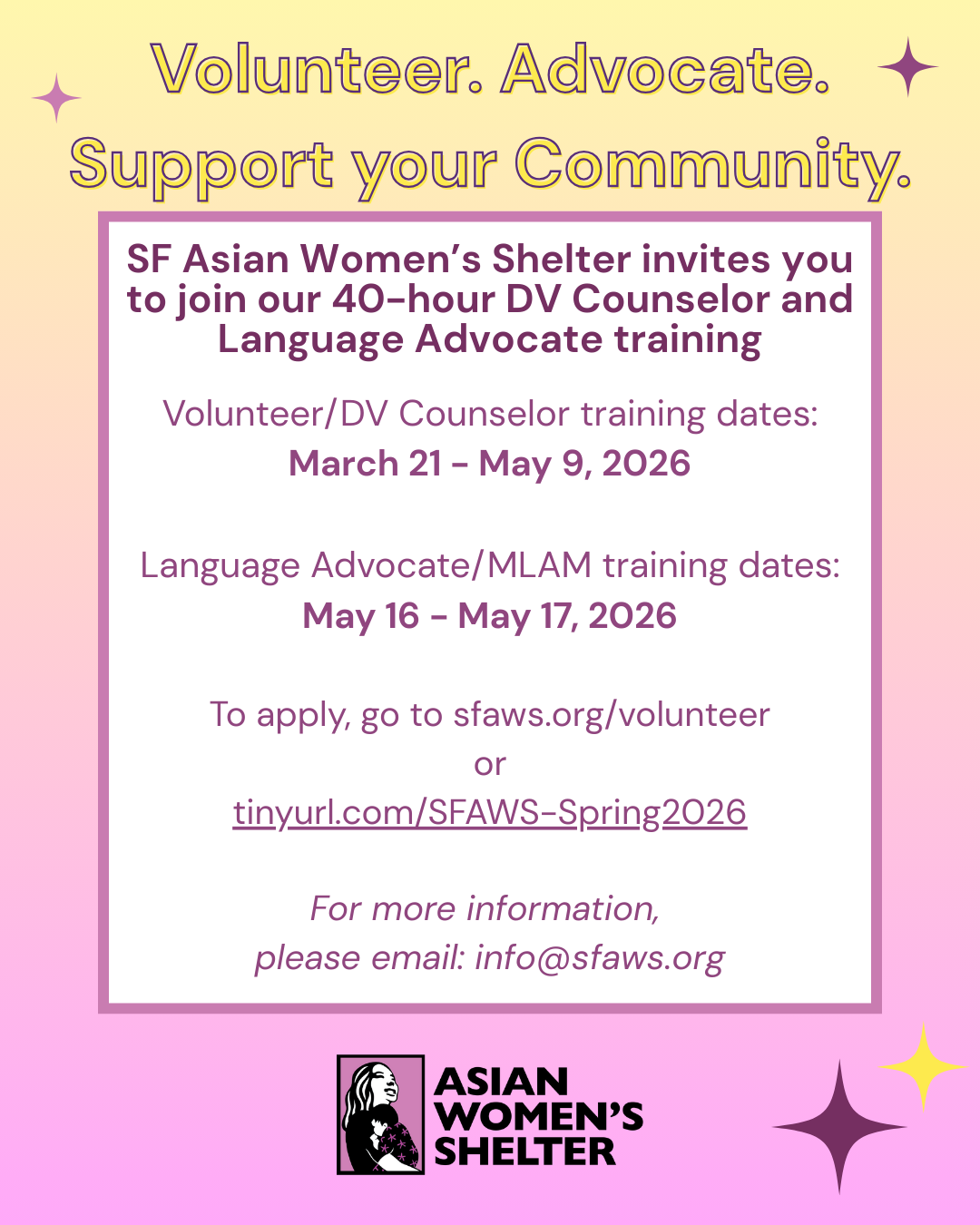 Digital Flyer SFAWS Volunteer