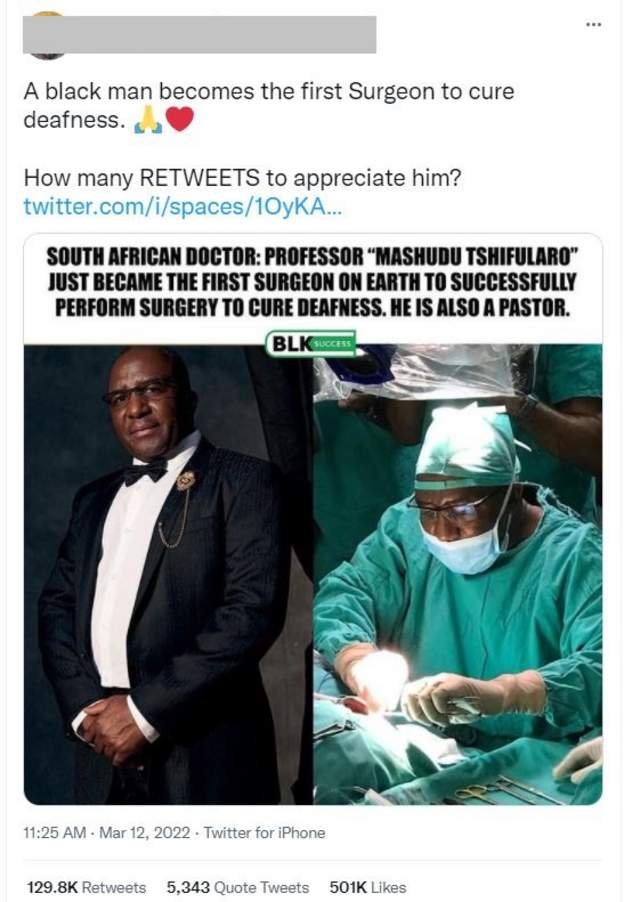 Viral story about South African surgeon is from 2019