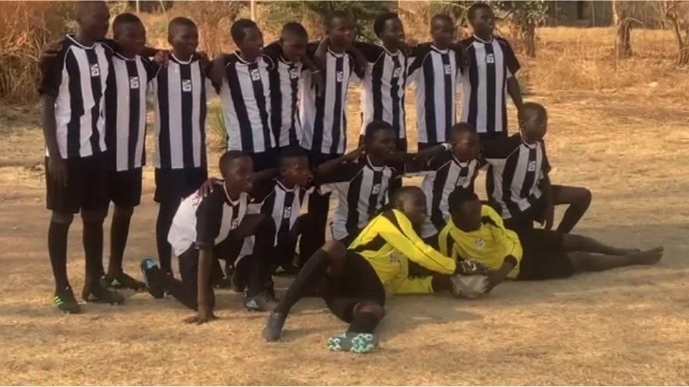 Zambian footballers kitted out in NUFC strip after fans help