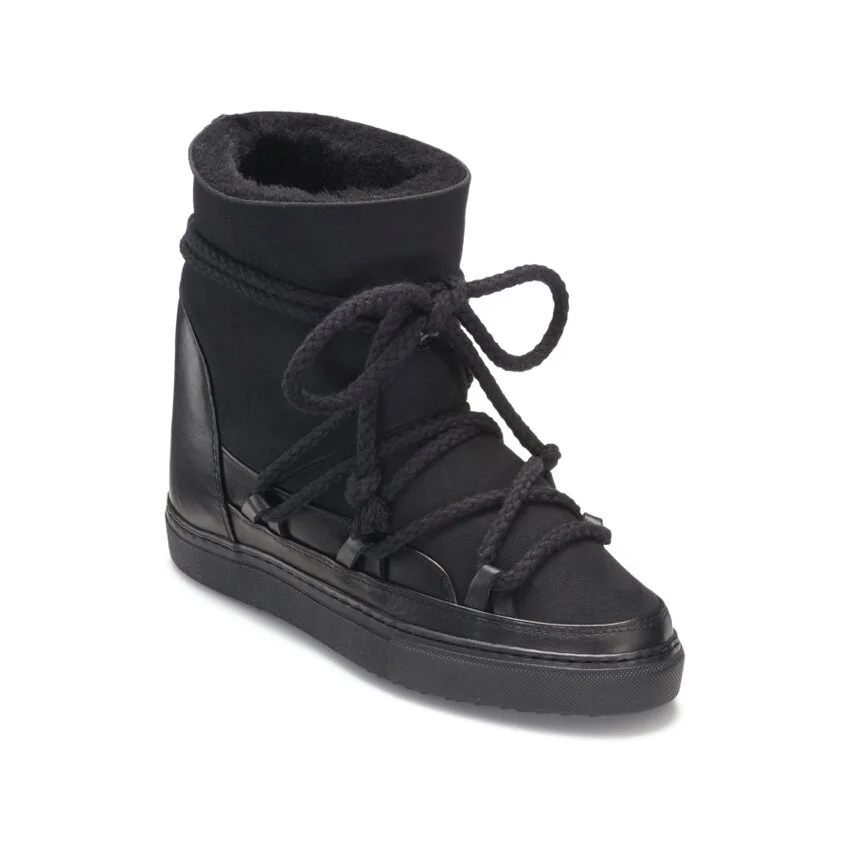 black wedge sneaker boots