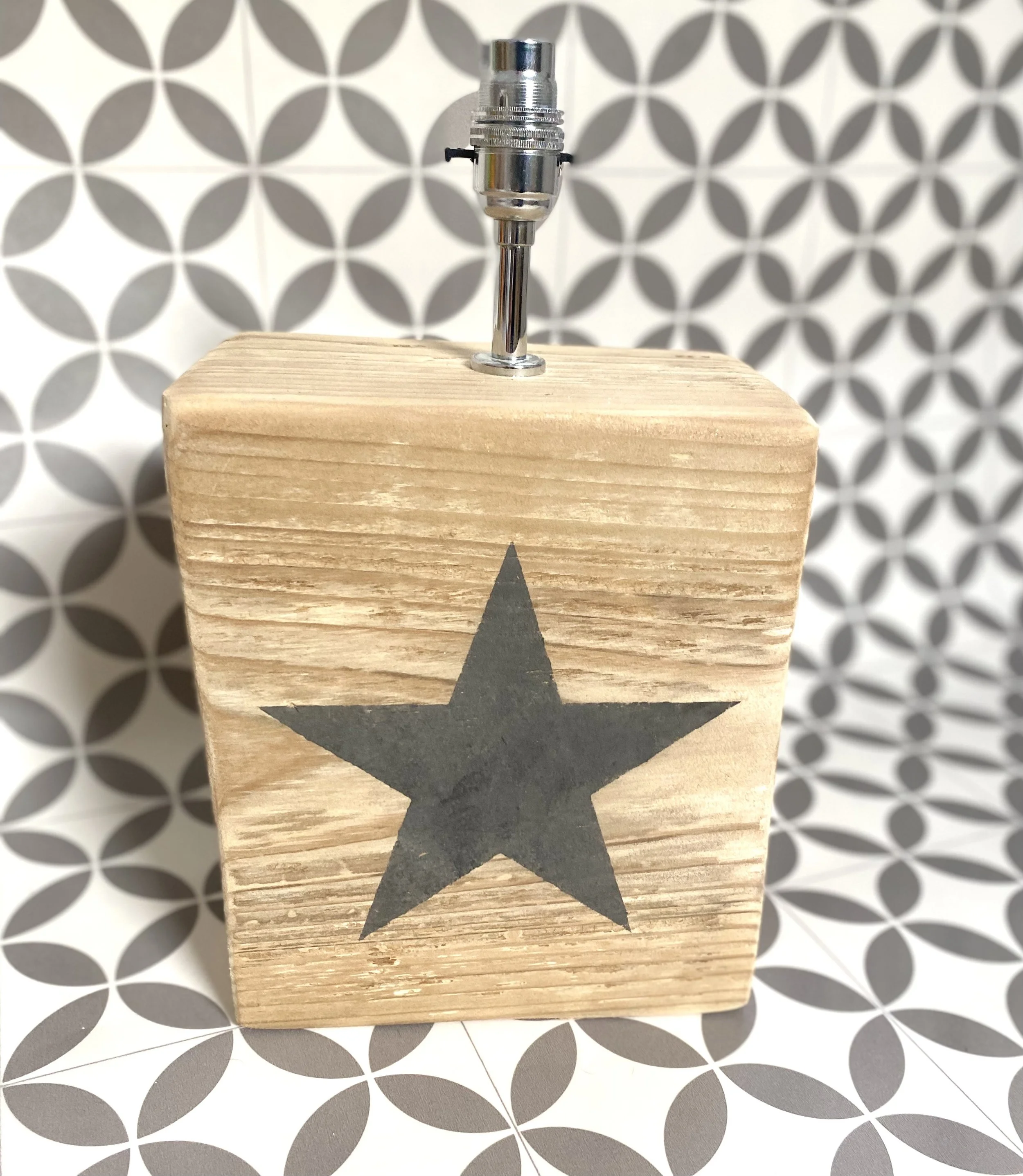 Reclaimed Timber Lamp Base. Graphite Star