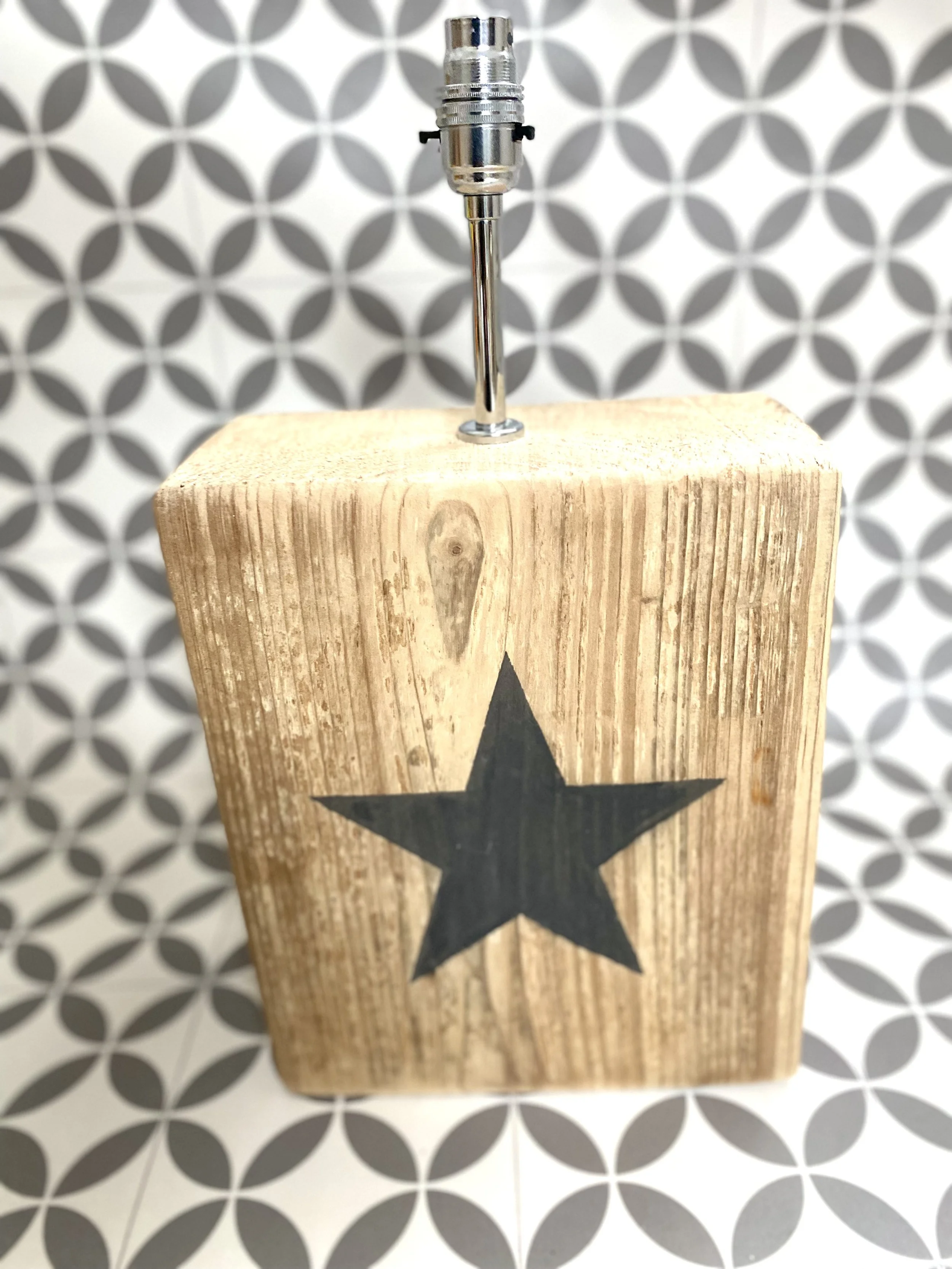 Reclaimed Timber Lamp Base. Graphite Star. Large