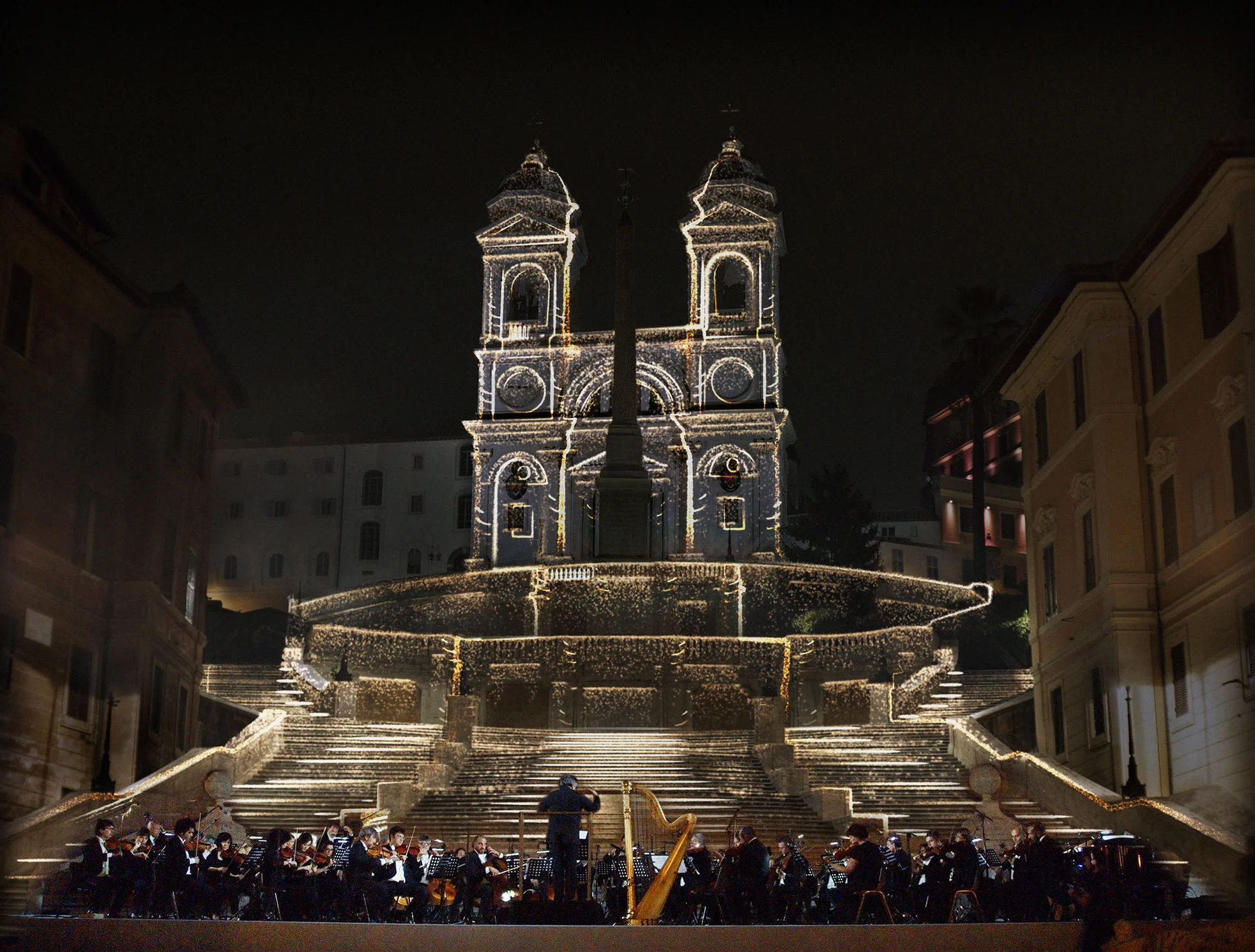  THE SPANISH STEPS REOPENING CONCERT  Rome, The Spanish steps &amp; the Trinità dei Monti church 
