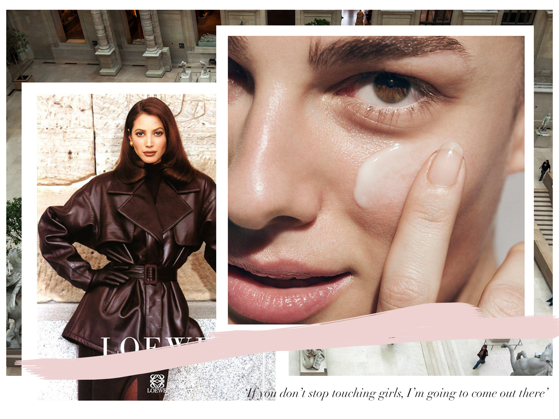 Collage by Aylea Skye/ Original Images by Mūn Skincare, Loewe & Unknown Source