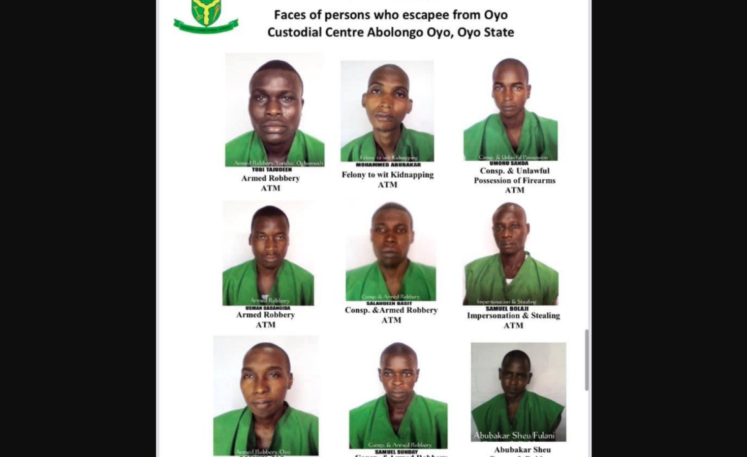 Nigeria: Jailbreak - Nigerian Govt Releases Photos of Wanted Inmates