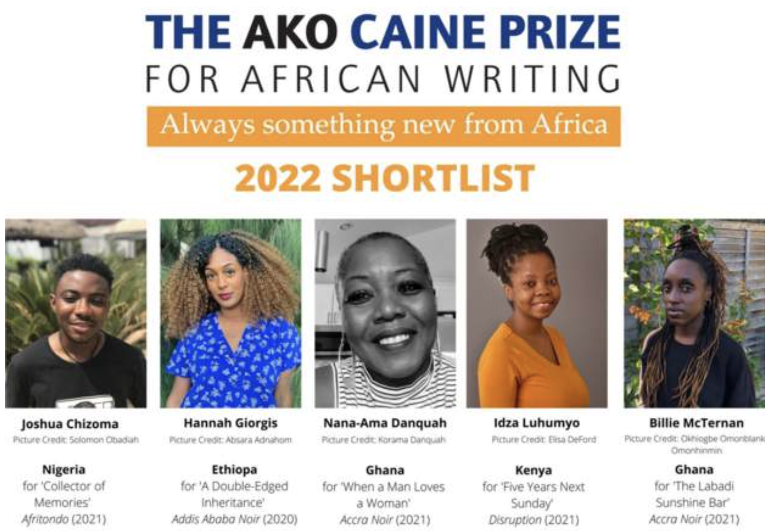 Five authors shortlisted for prestigious Caine Prize