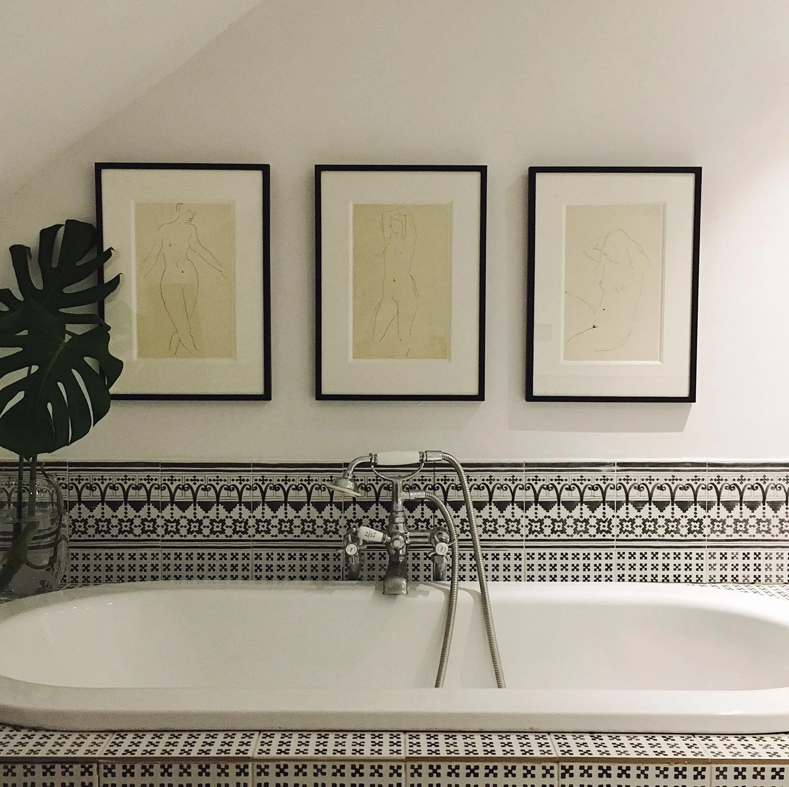 Three line drawing nudes