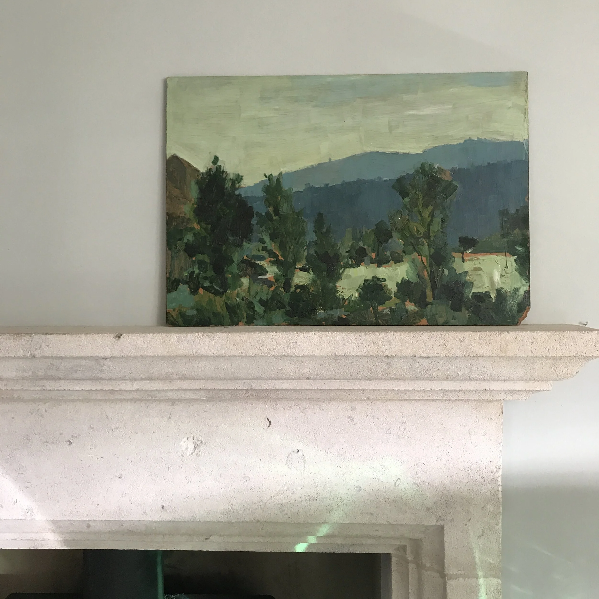 Landscape painting on board