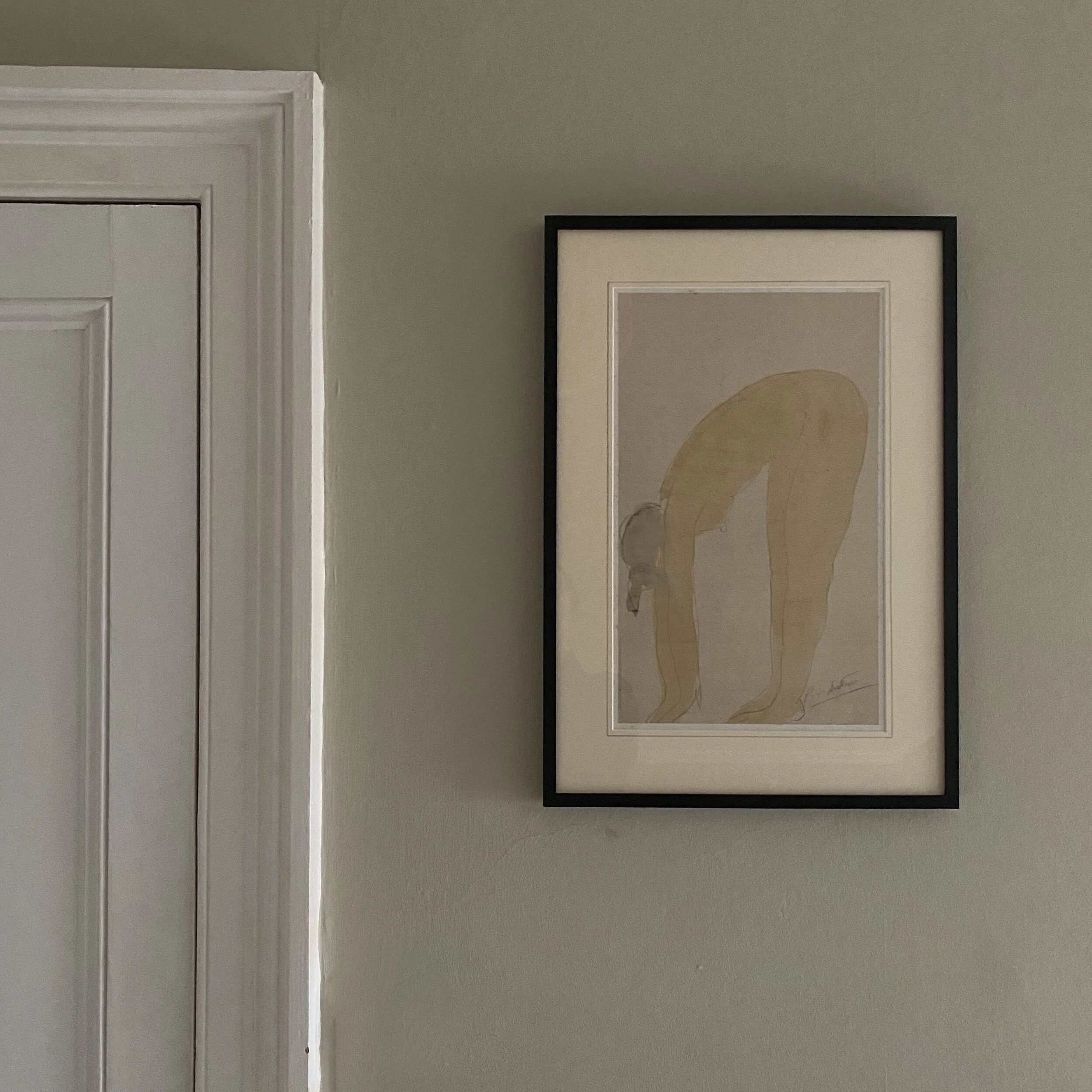 French watercolour and pencil nude