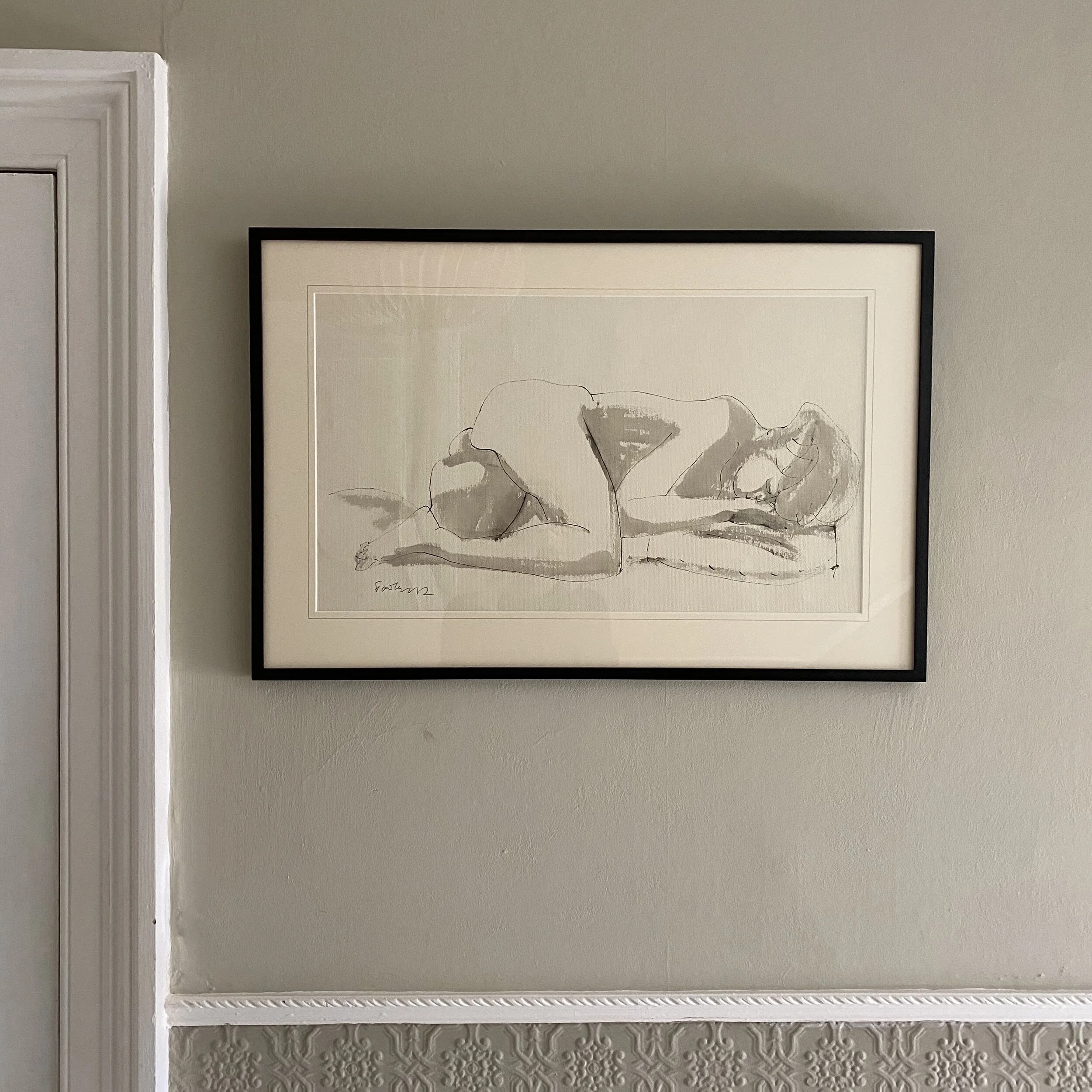 Pen and watercolour nude