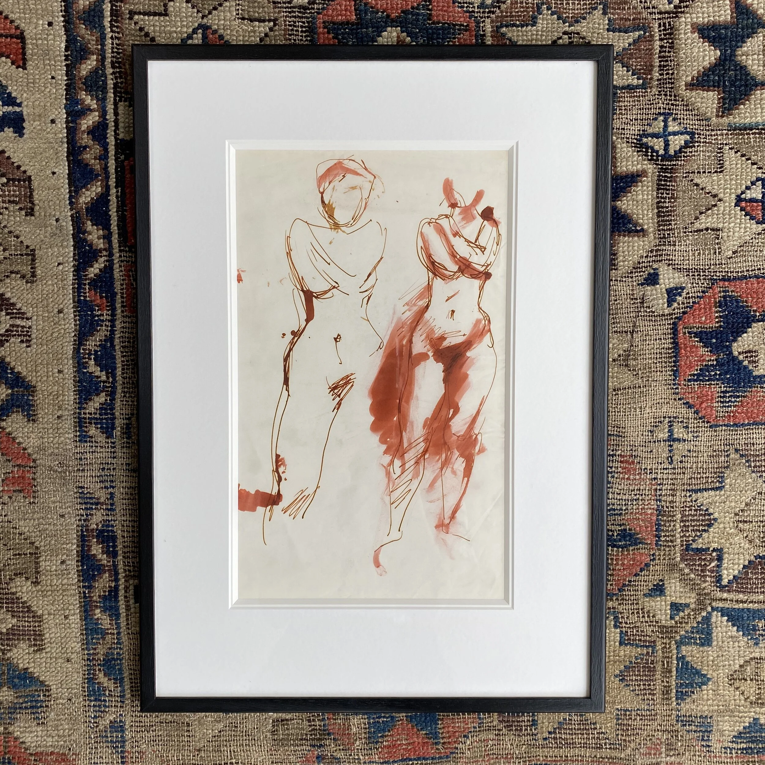 Rust colour nude drawing