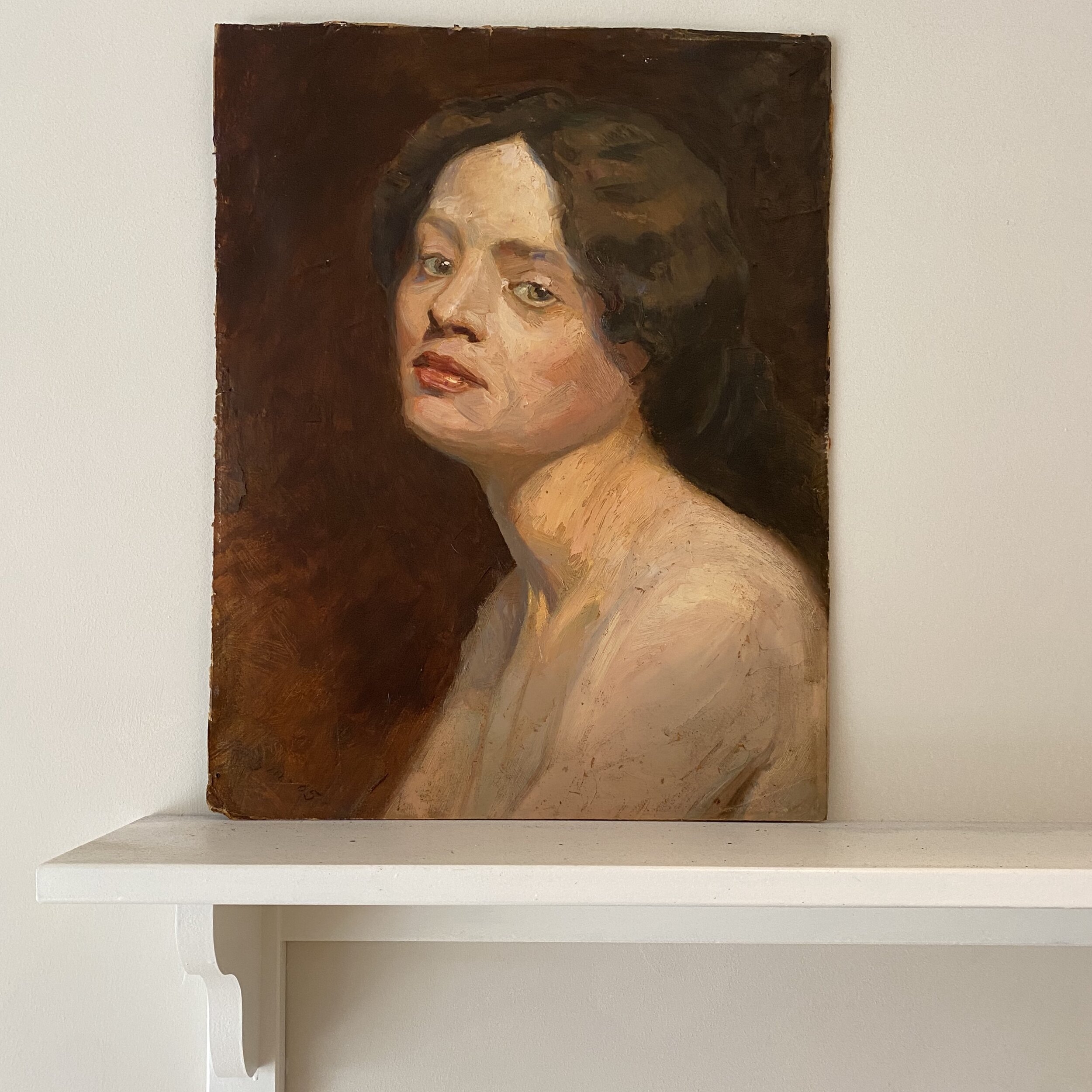 Portrait painting on board