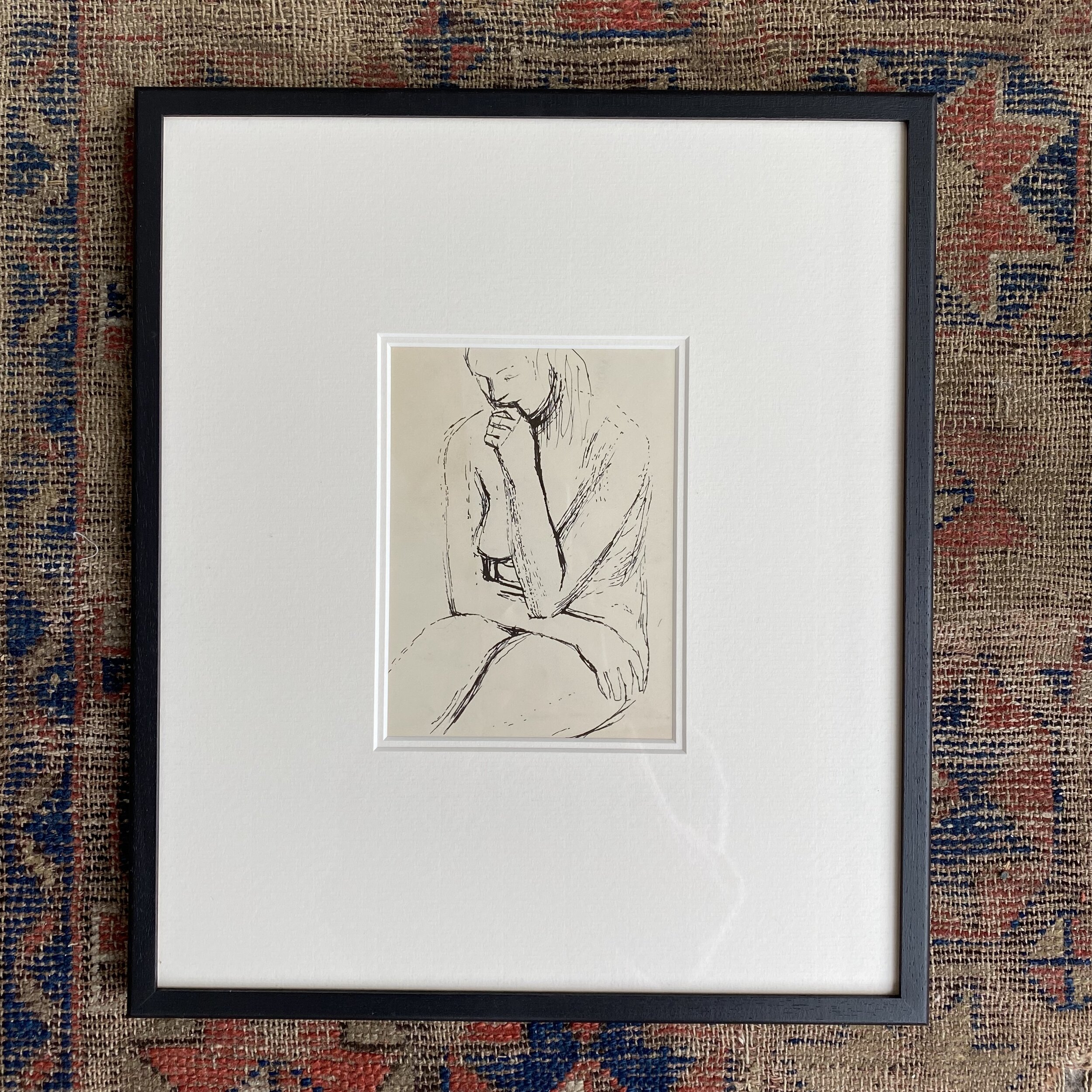 Line drawing, seated lady