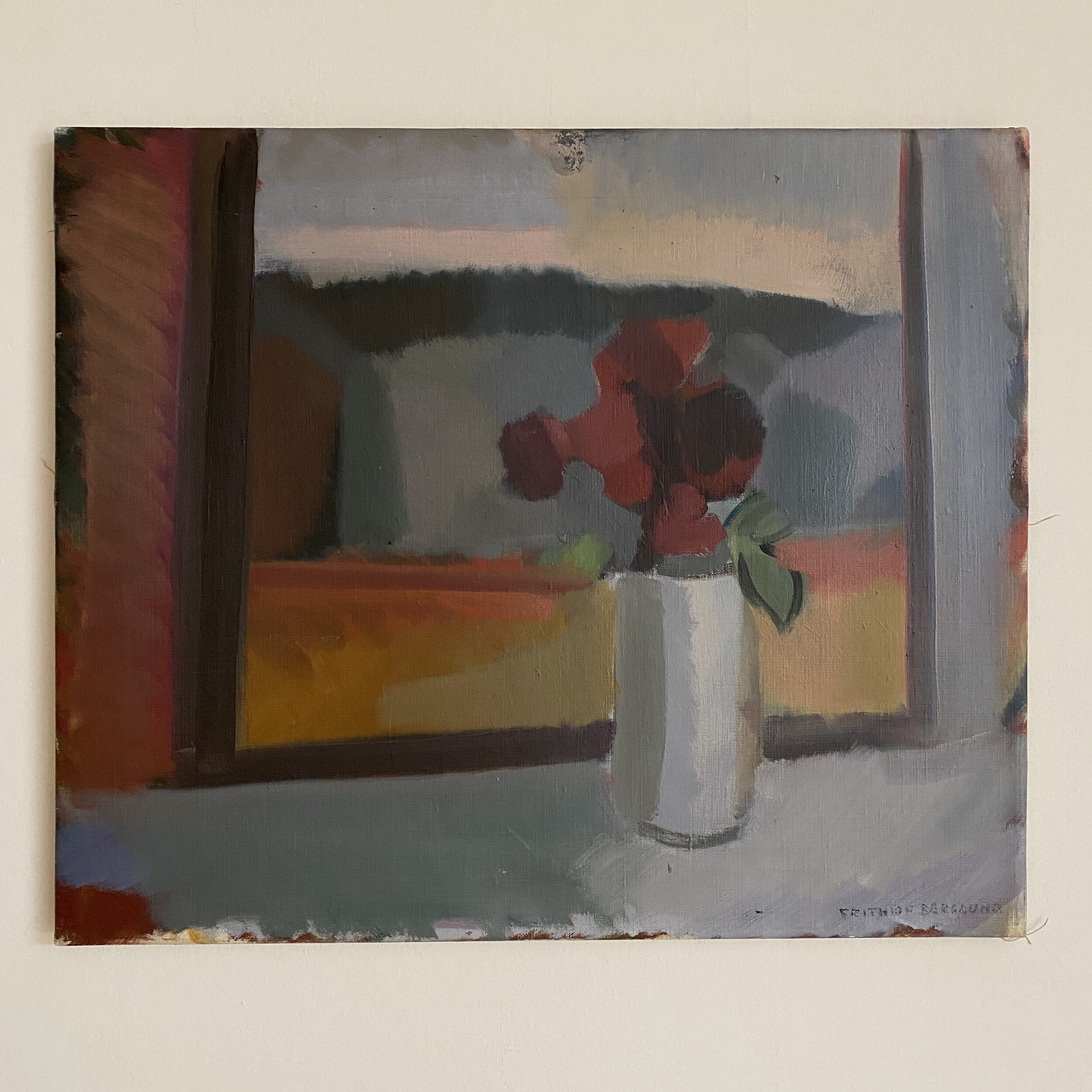 Red flowers in window