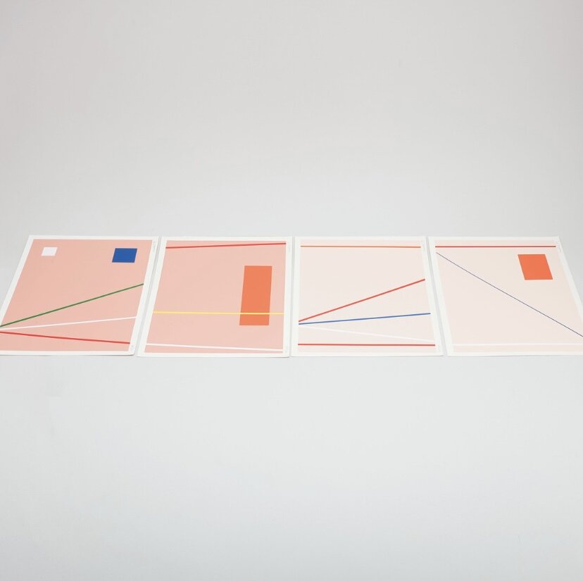 Geometric serigraphs  - peach