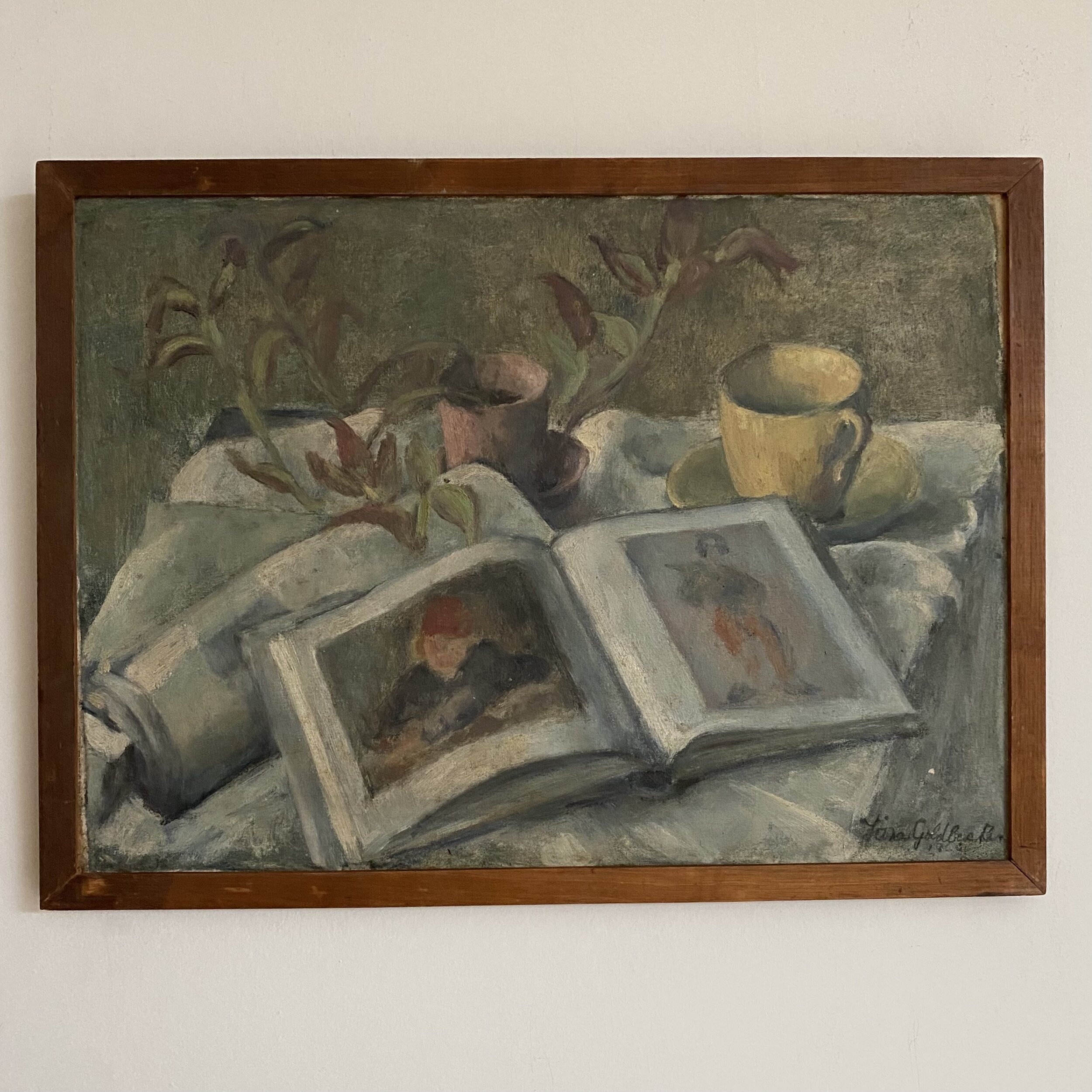 Books and mugs still life