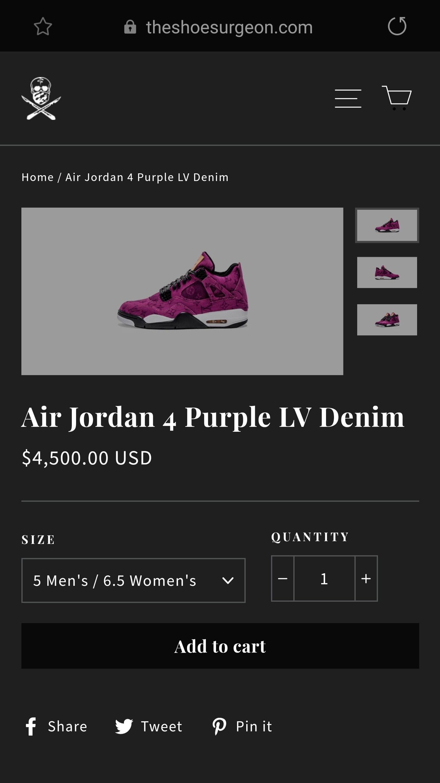Shoe Surgeon: Air Jordan 4 with purple Louis Vuitton denim