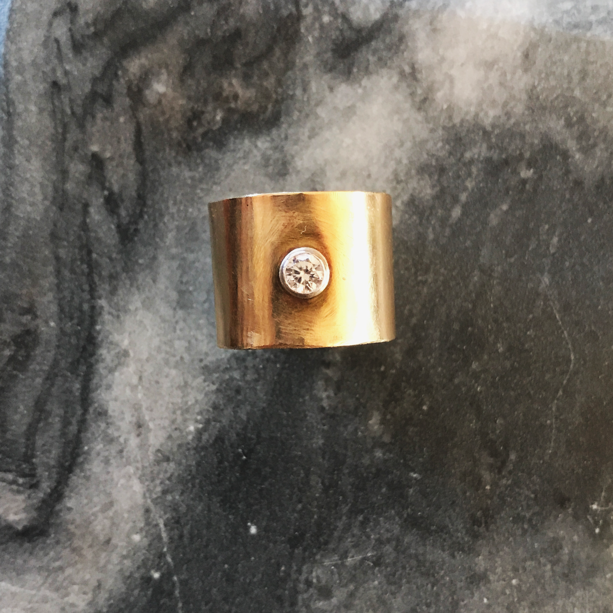 Brass & Round Stone ~ Diamond Cigar Band