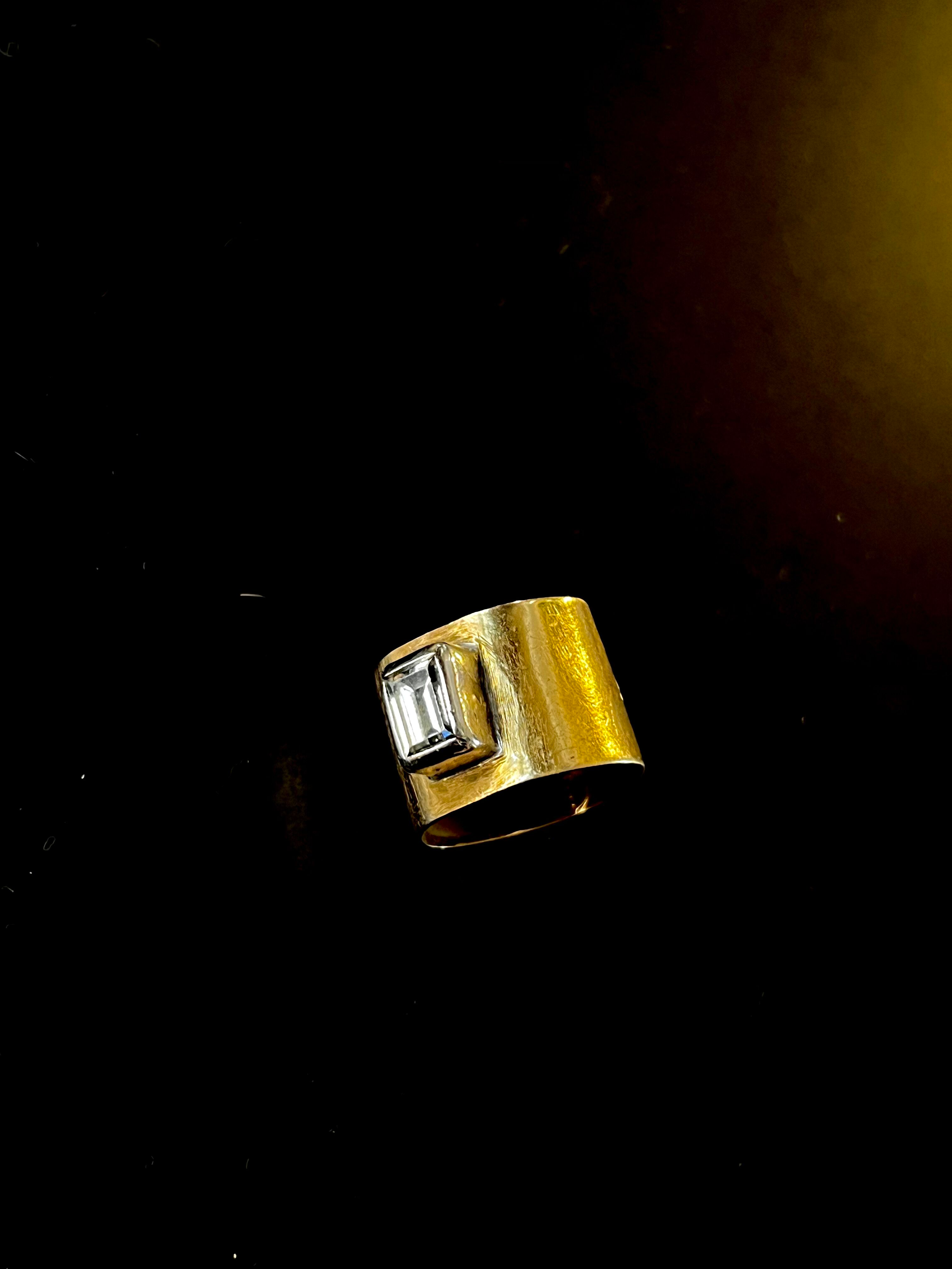 Brass & Radiant Cut Stone ~ Diamond Cigar Band