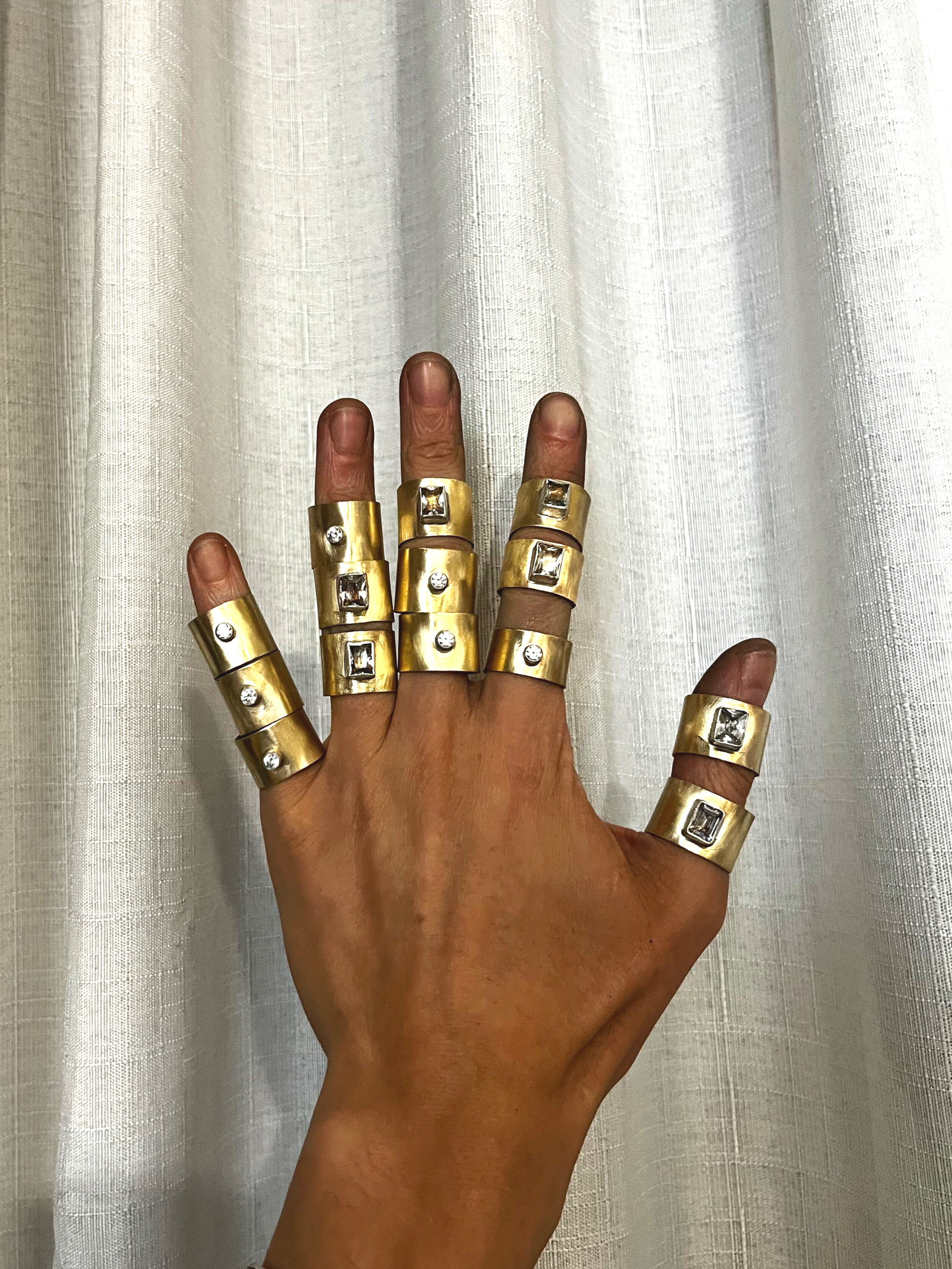 Sterling Silver & Radiant Cut Stone ~ Diamond Cigar Band